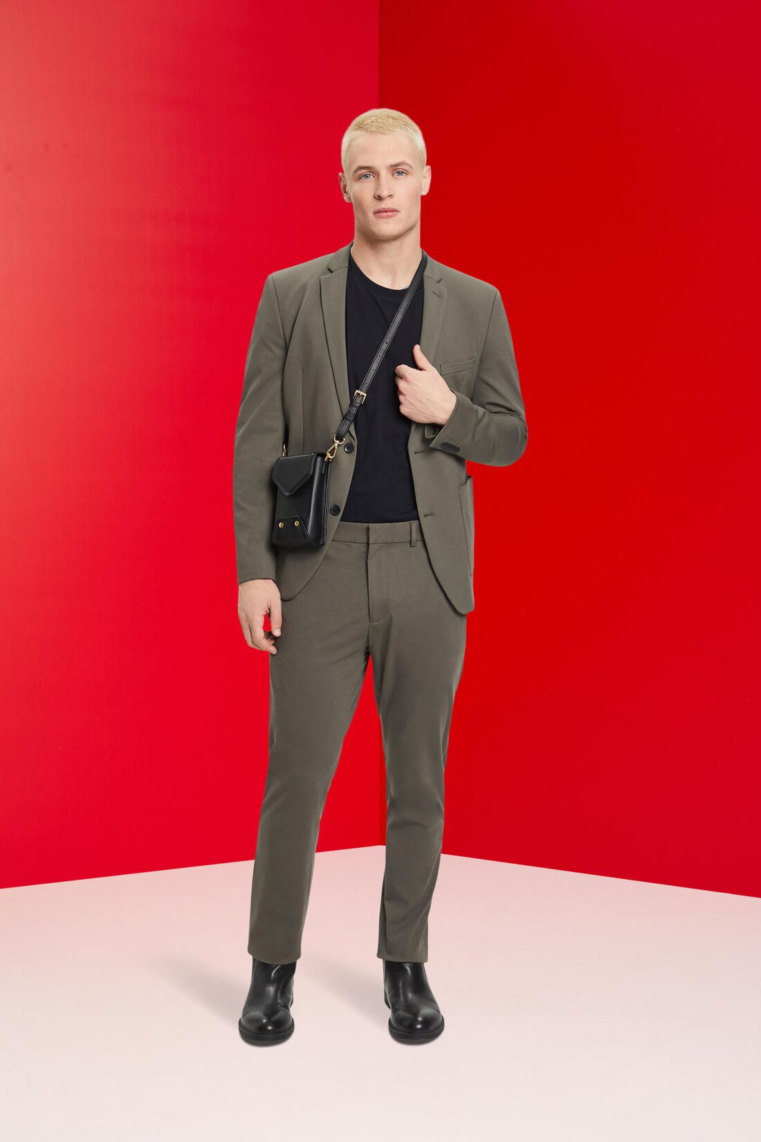 Einreihiger Piqu&eacute;-Jersey-Blazer