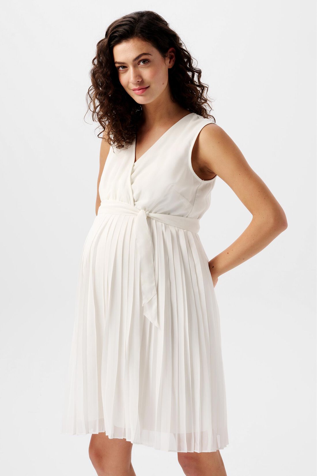 Plissiertes Jerseykleid mit Bindeg&uuml;rtel