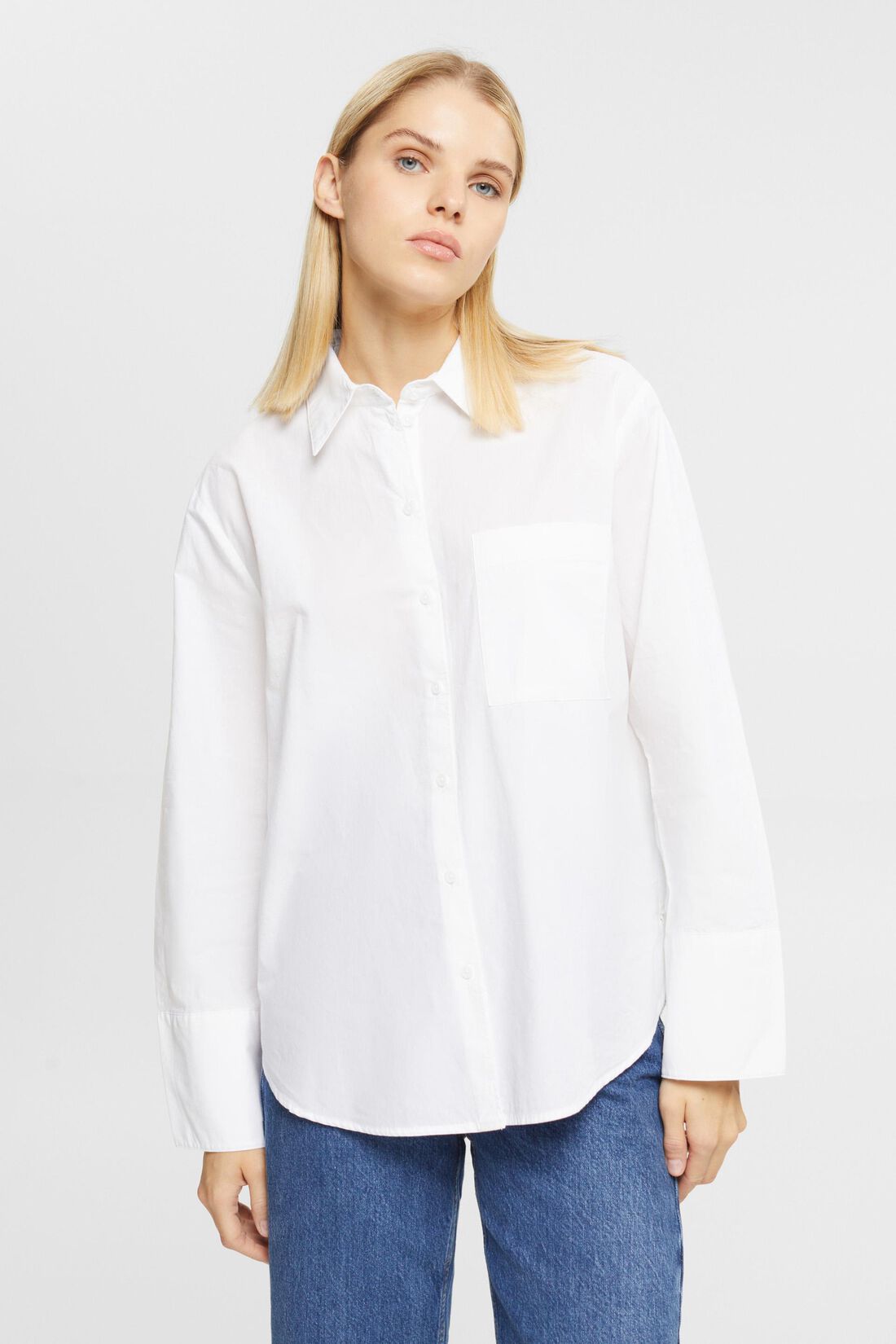 Wei&szlig;e Baumwollbluse im Oversized Fit