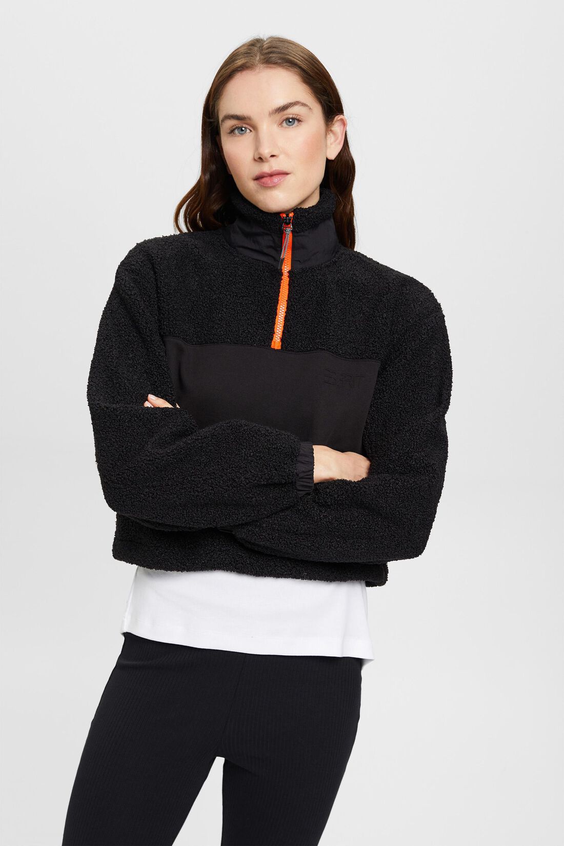 Troyer-Sweatshirt aus Materialmix