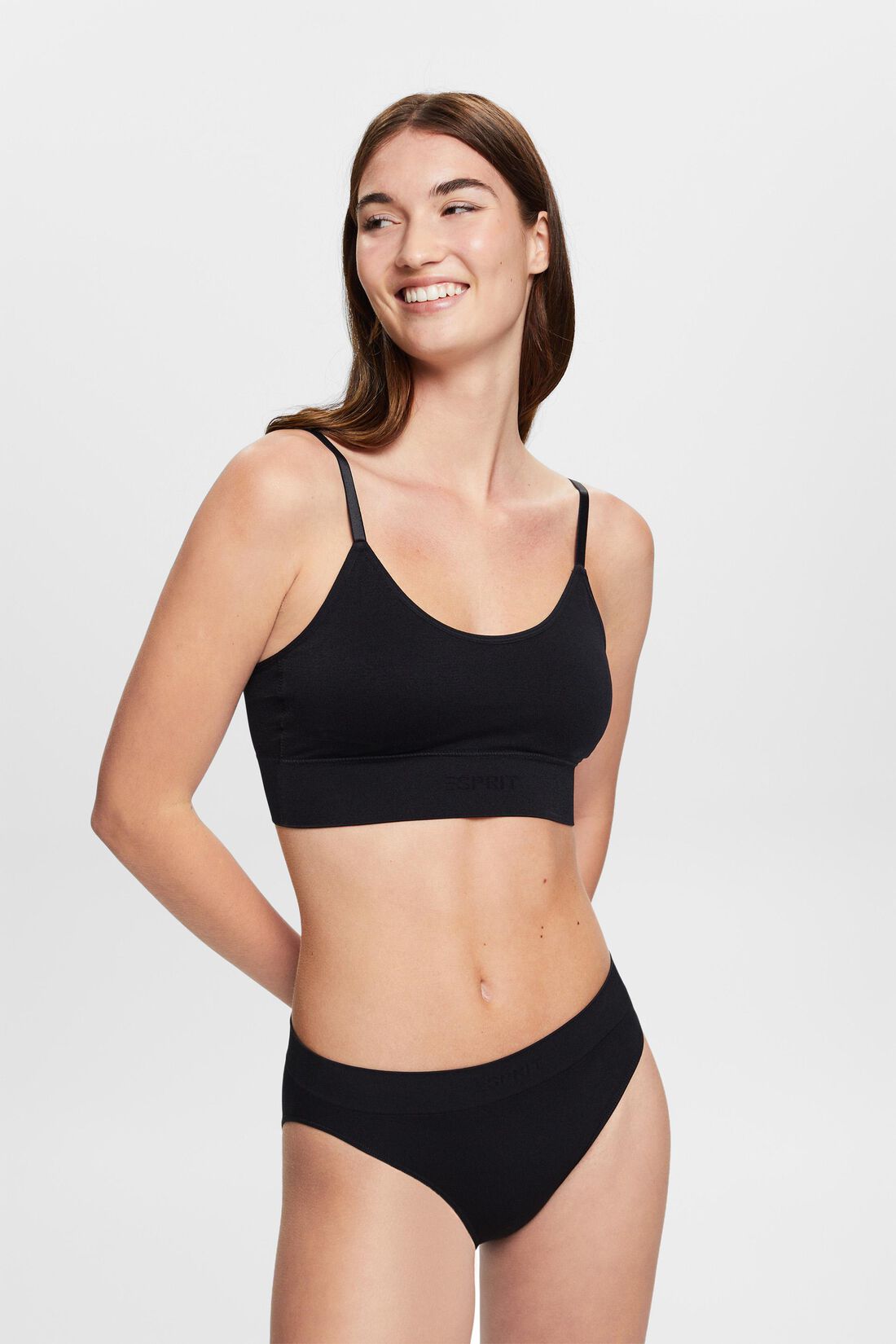Nahtloses, wattiertes Bustier mit Logo