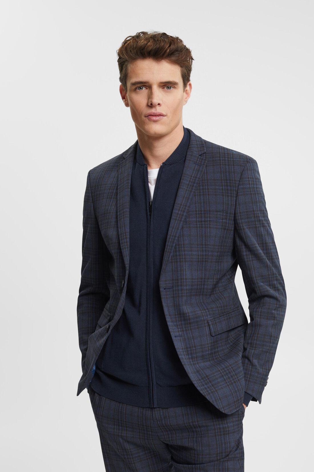 Mix & Match: Einreihiger Blazer mit Karomuster