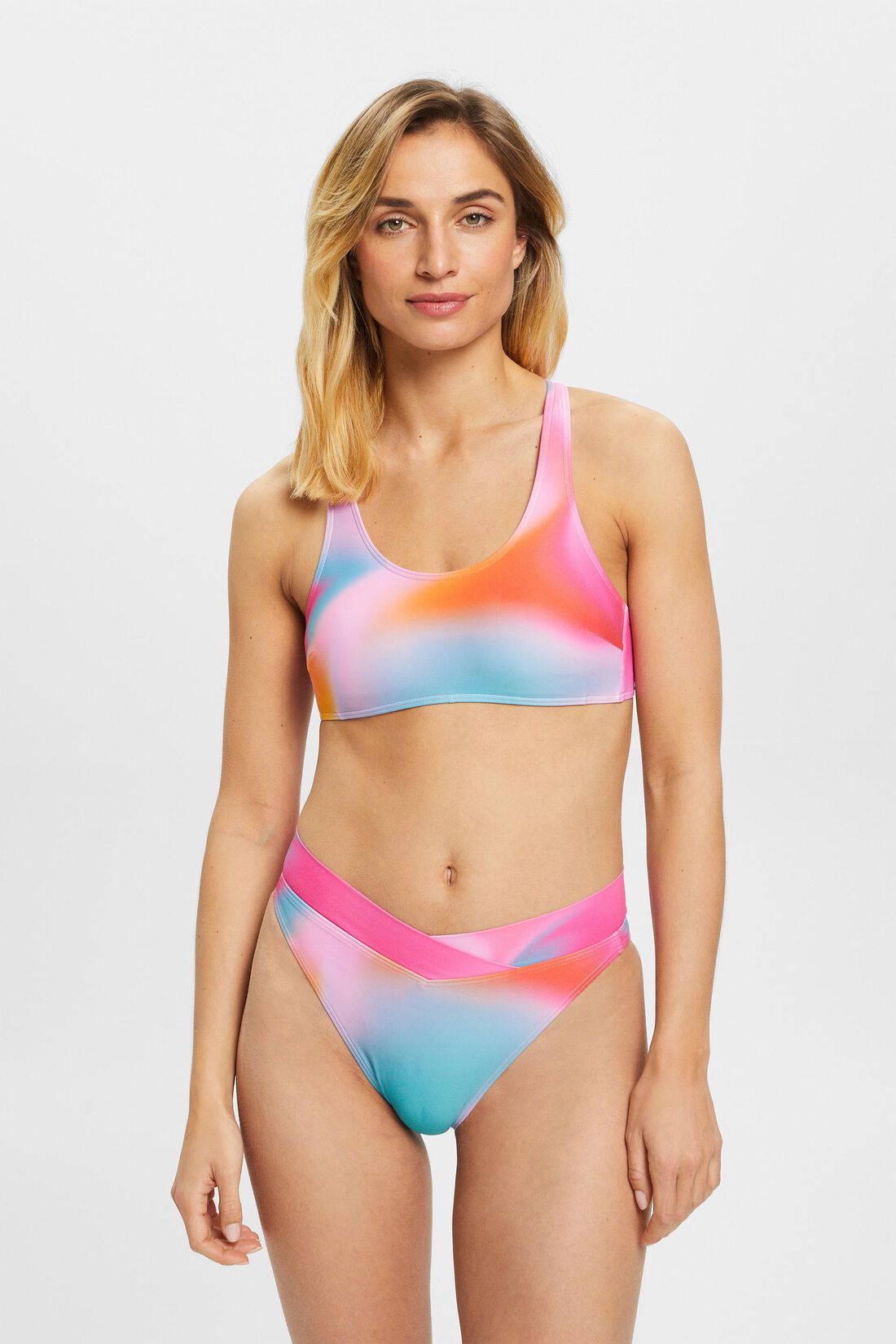 Bikinihose mit mittelhohem Bund in Batikoptik
