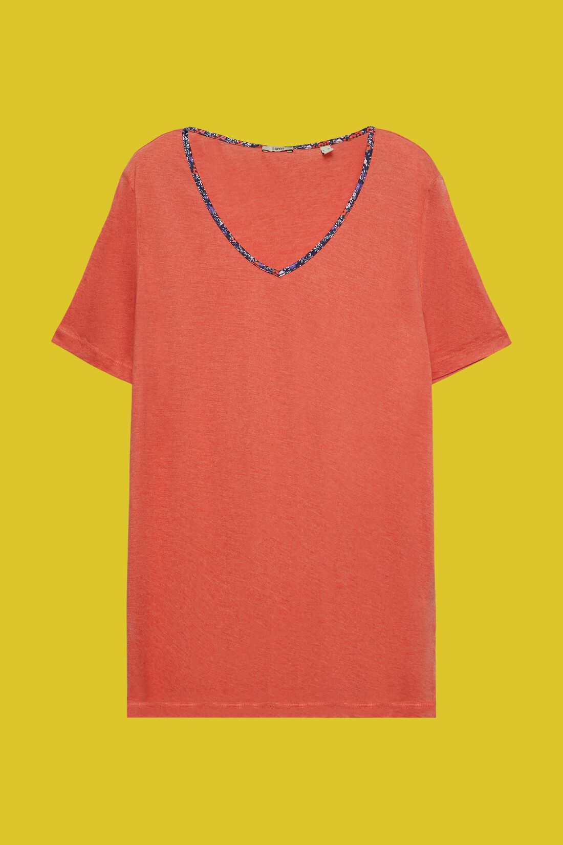 T-Shirt mit floraler Paspelierung, TENCEL&trade;