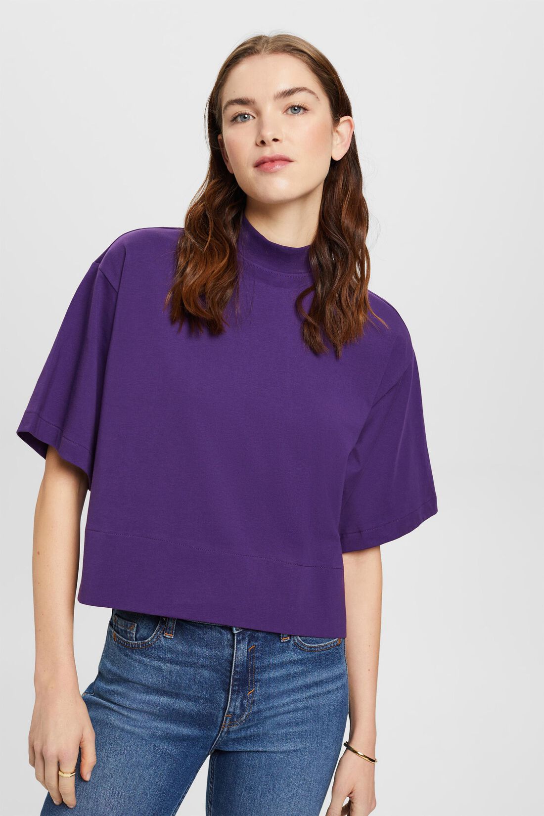 Kurz&auml;rmliges Shirt mit Stehkragen