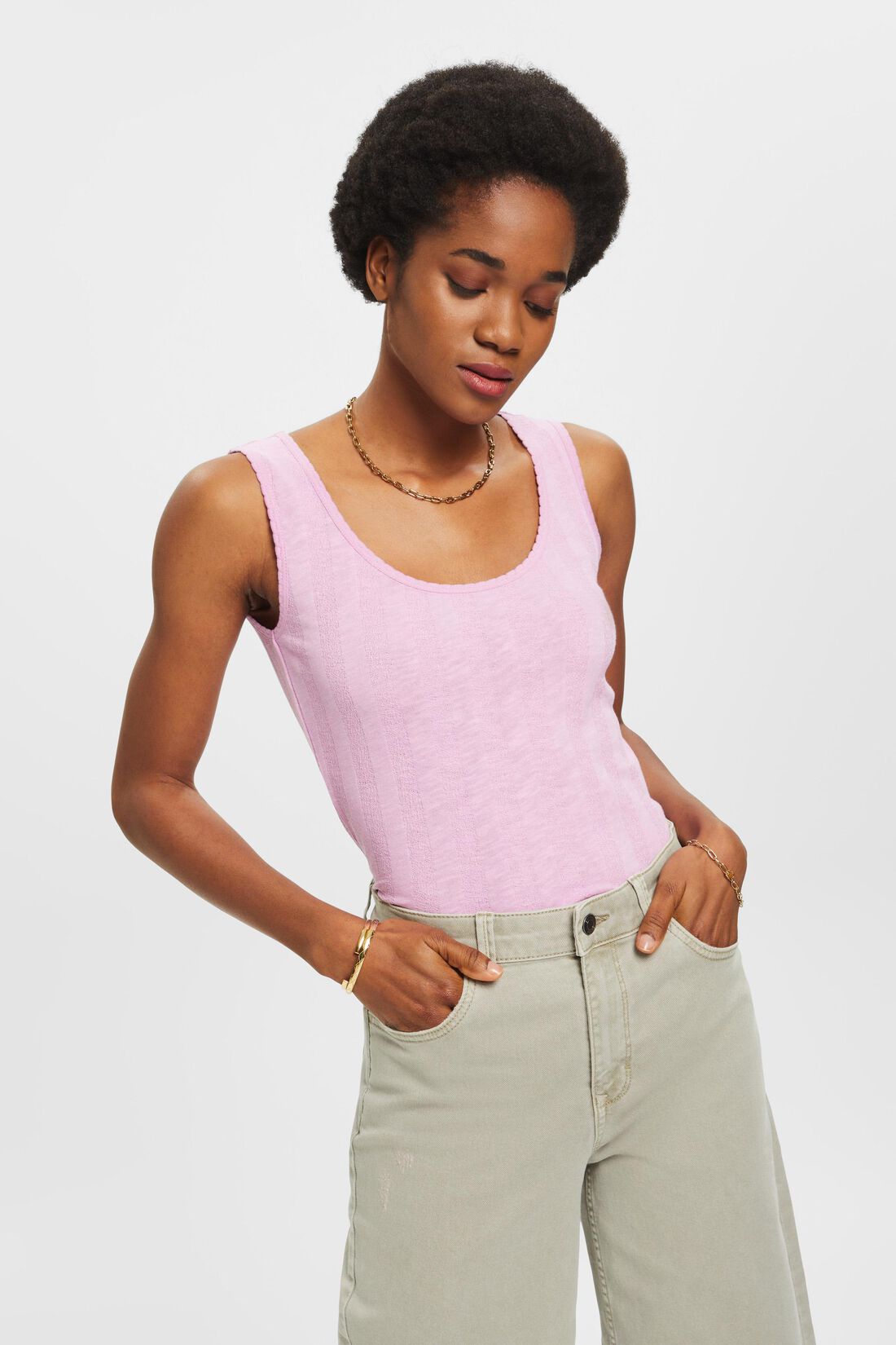 Tanktop aus Baumwolle in strukturiertem Ripp-Design