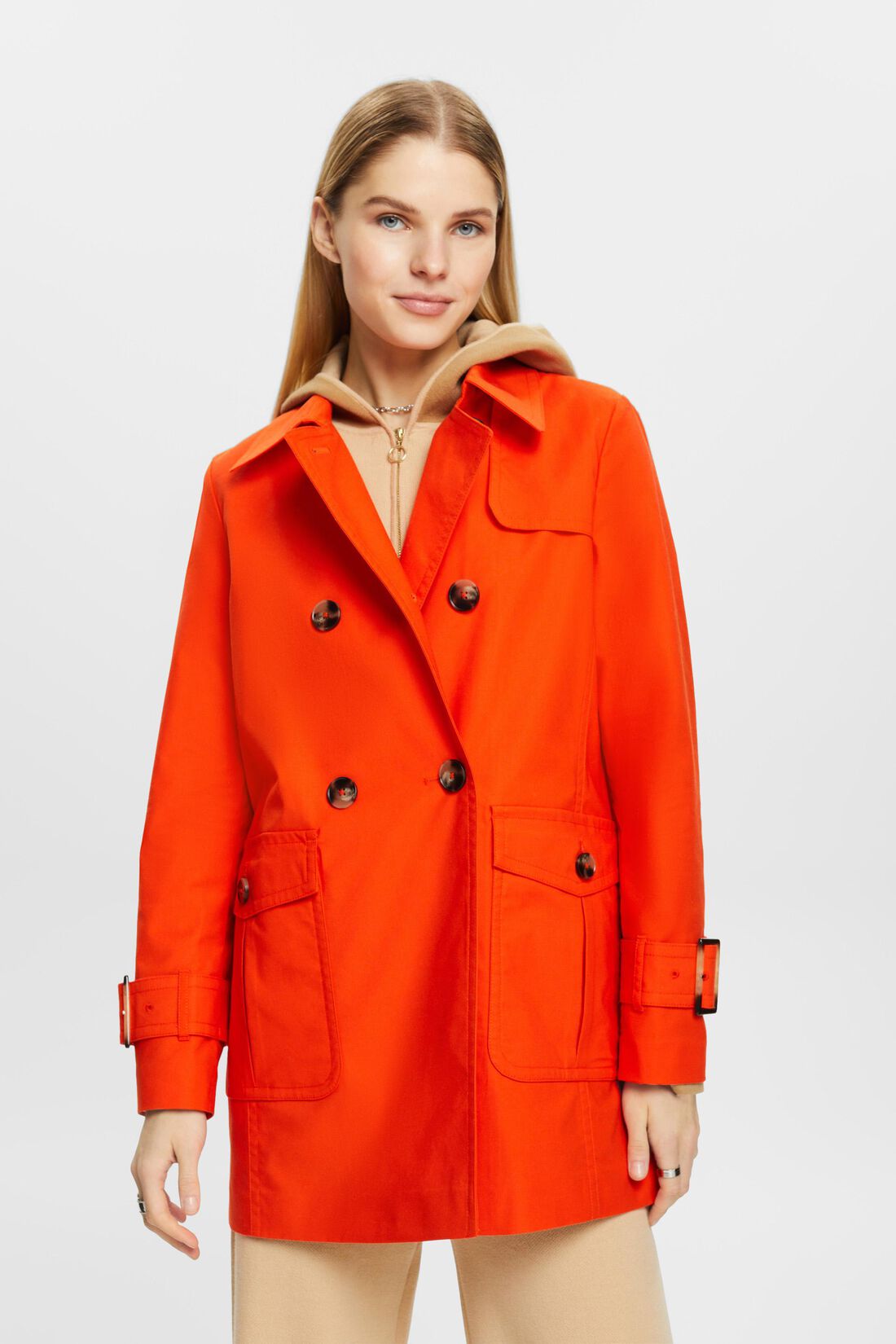 Kurzer zweireihiger Trenchcoat