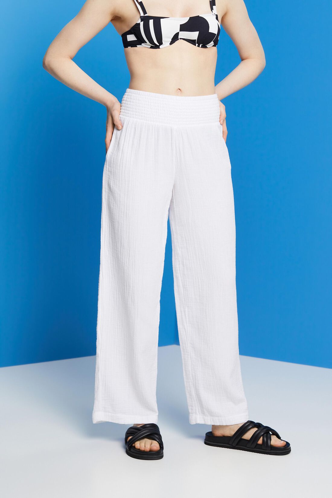 Hose mit weitem Bein, 100 % Baumwolle