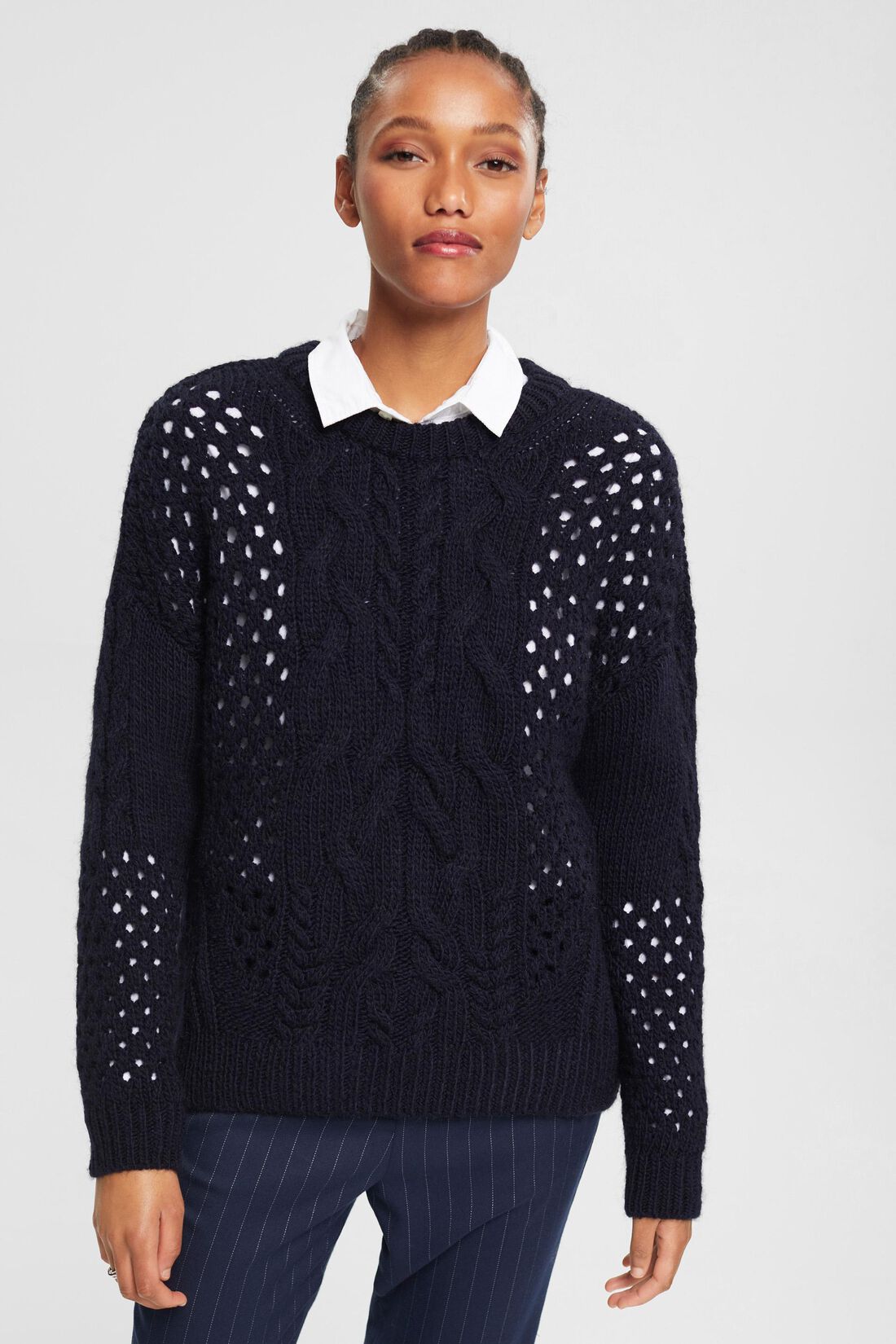 Pullover mit Zopf-Muster