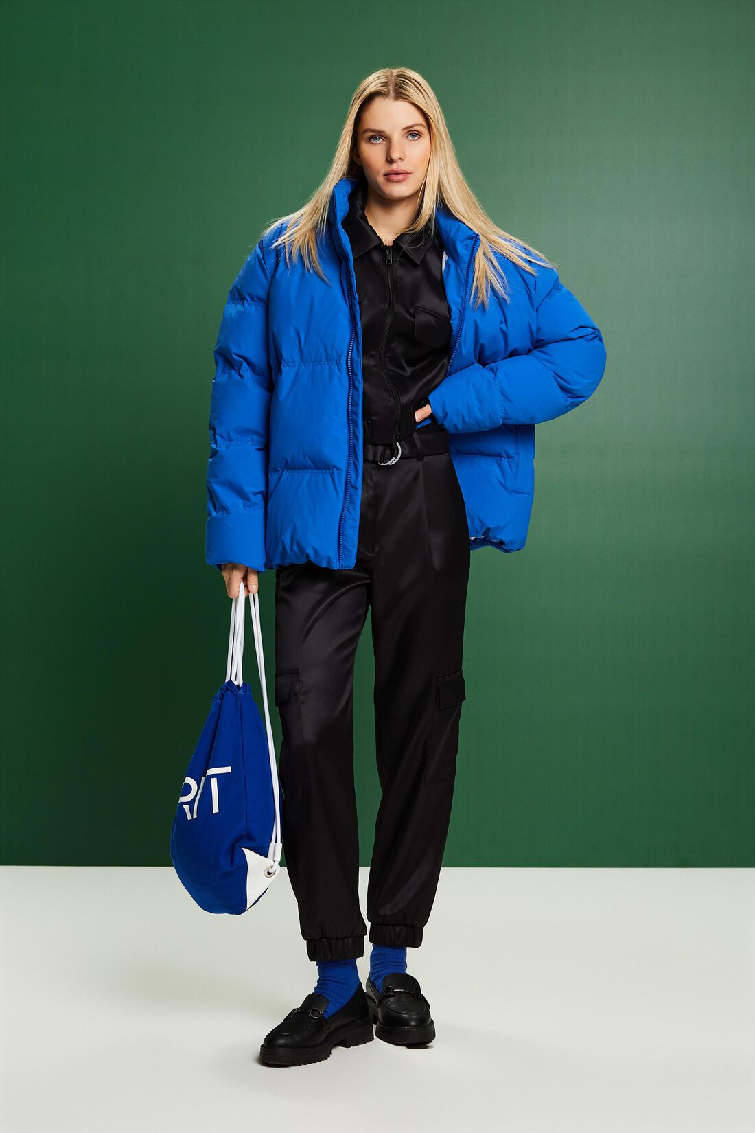 Satin-Bomberjacke in Cropped-L&auml;nge