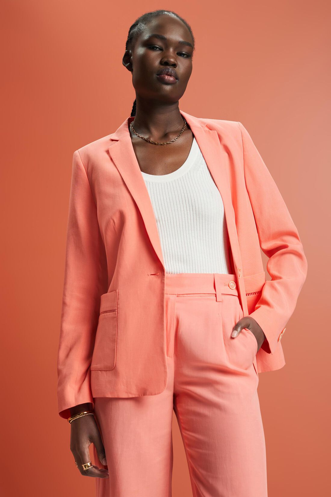 Blazer mit Kl&ouml;ppelspitze, TENCEL&trade;