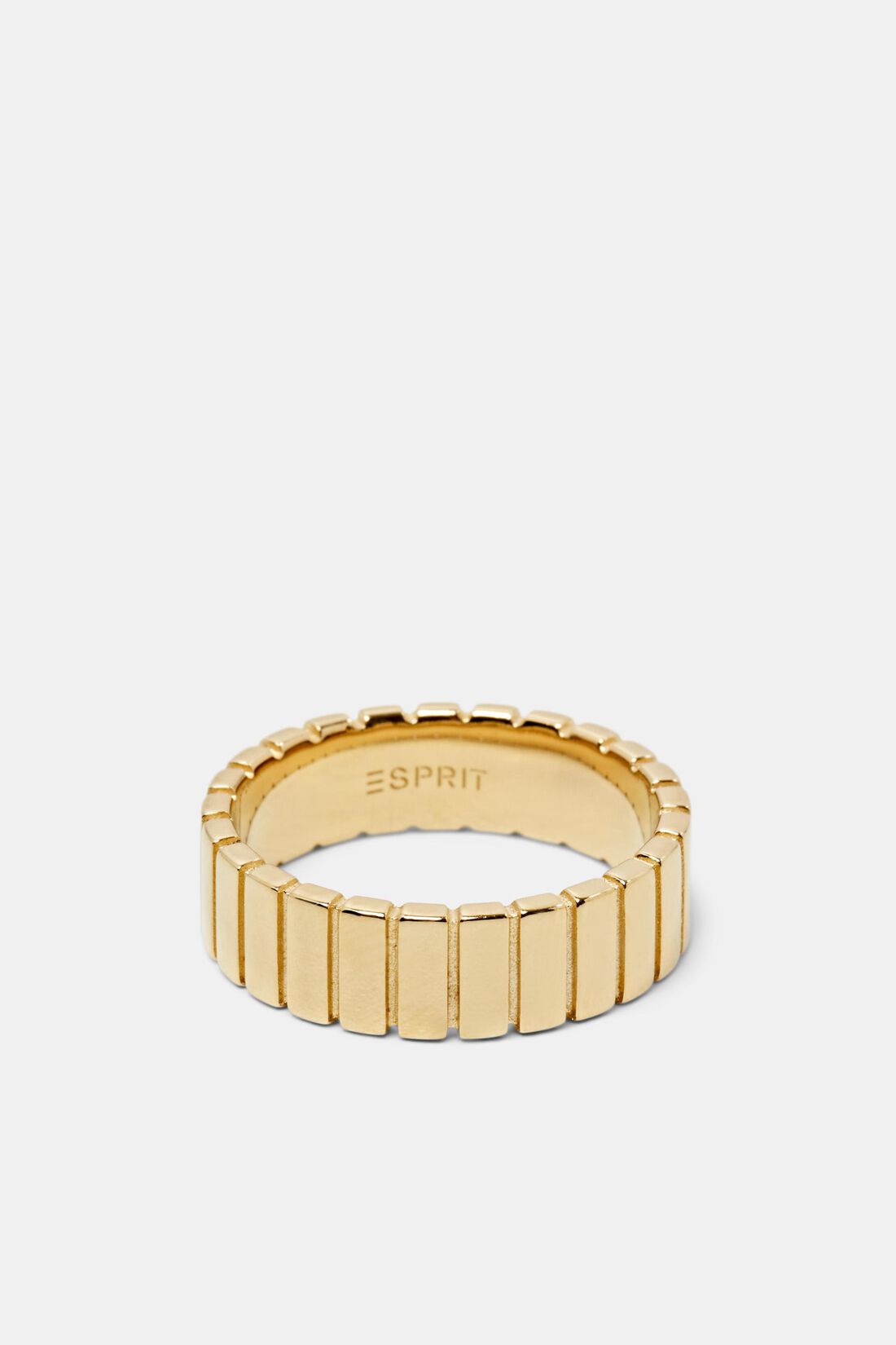 Goldfarbener, gerippter Ring, Sterlingsilber