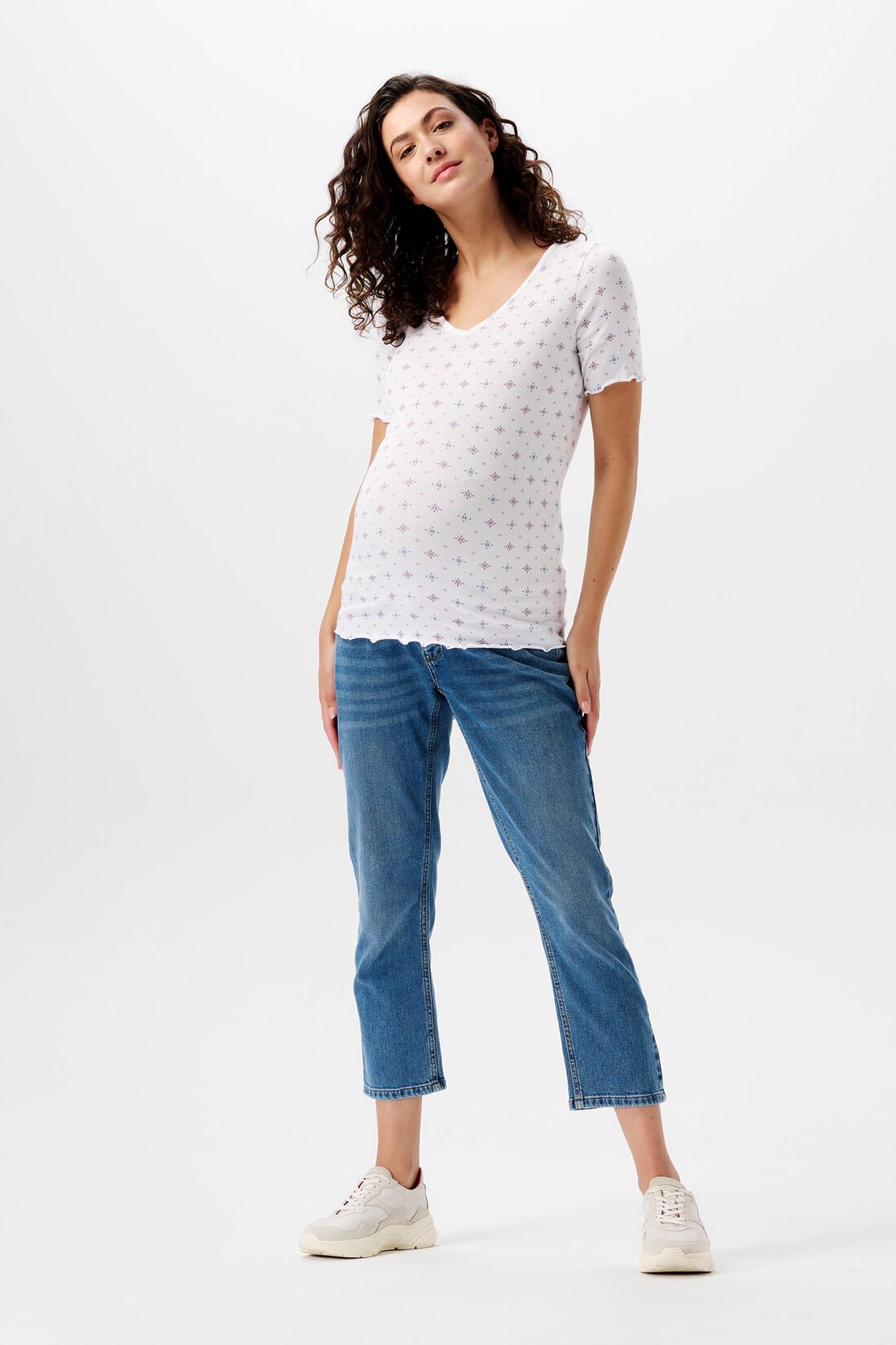 T-Shirt mit V-Ausschnitt und Print, Bio-Baumwolle