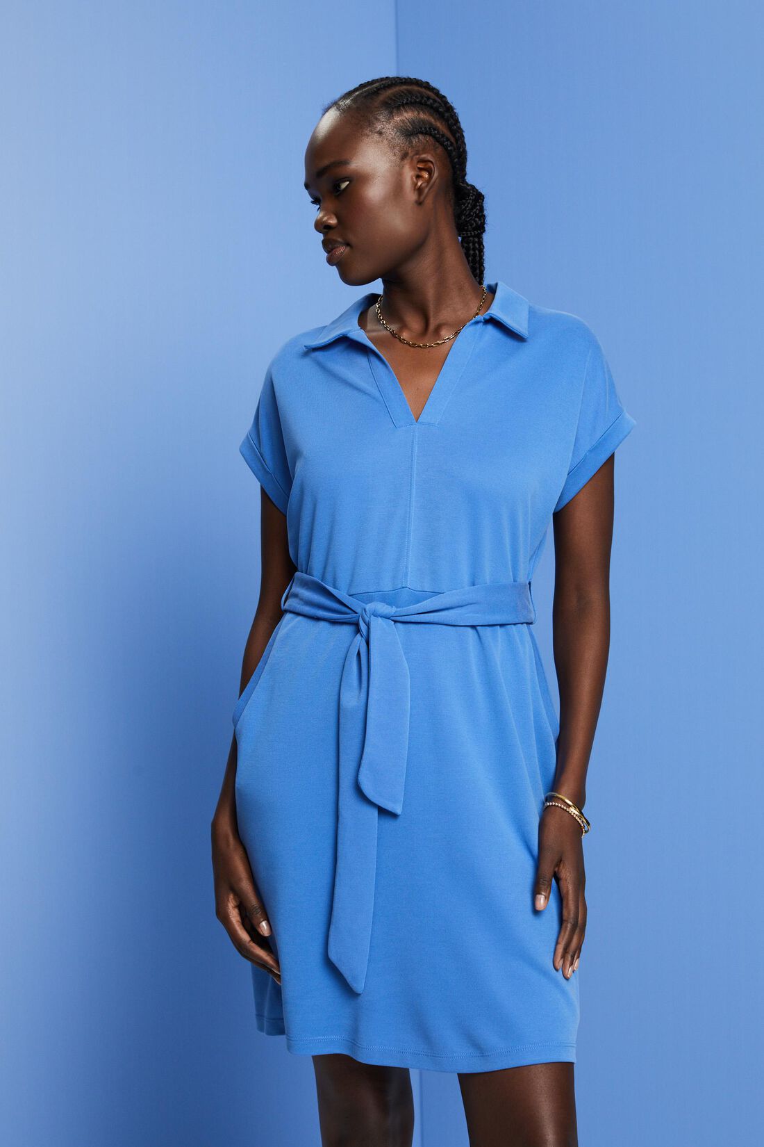 Strickkleid mit Bindeg&uuml;rtel, TENCEL&trade;