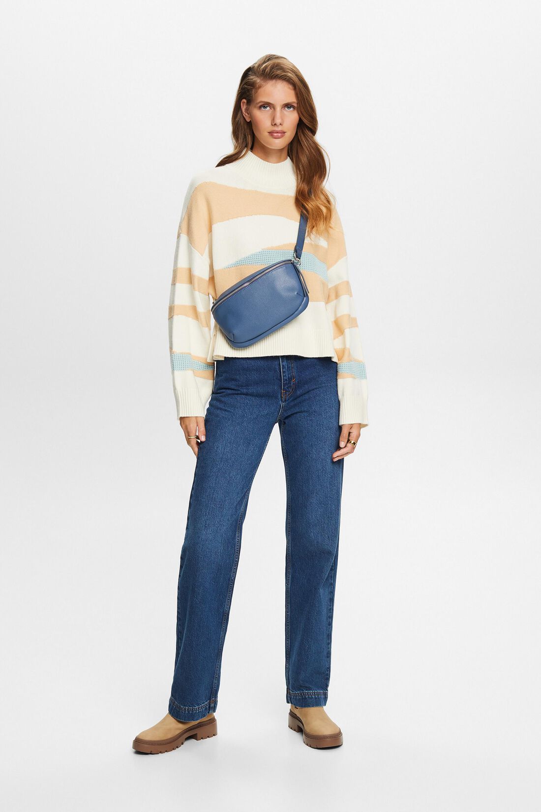 Jacquard-Pullover mit Stehkragen
