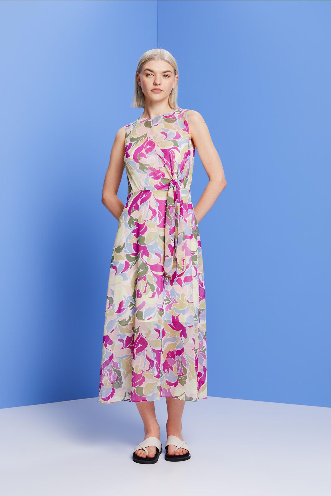 Chiffon-Midikleid mit Knotendetail