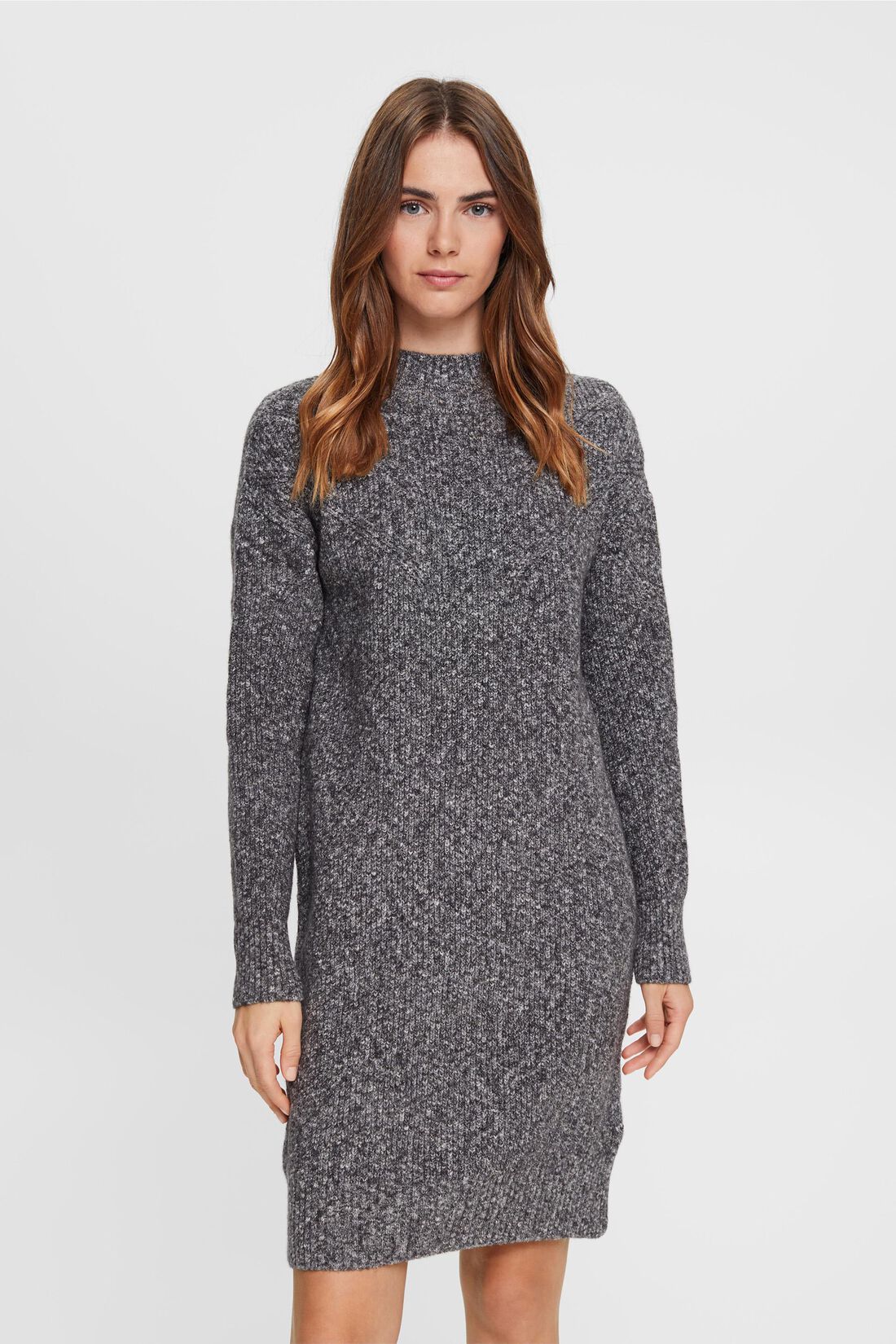 Strukturiertes Strickkleid mit Wolle