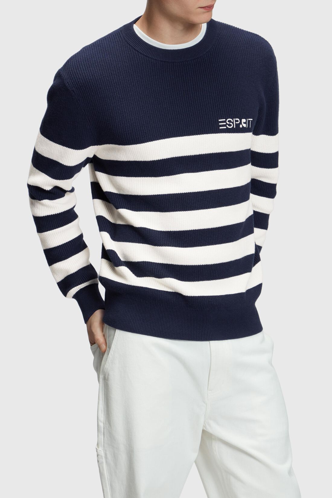 Gestreifter Rundhals-Pullover