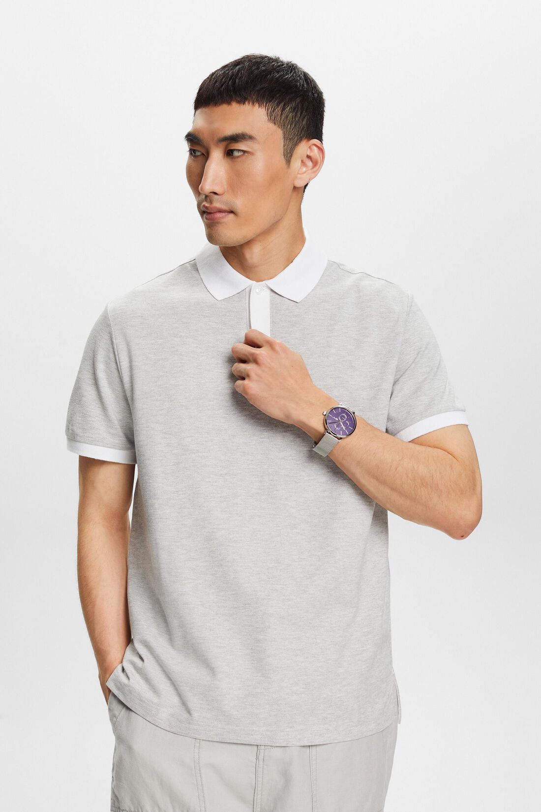Zweifarbiges Piqu&eacute;-Poloshirt