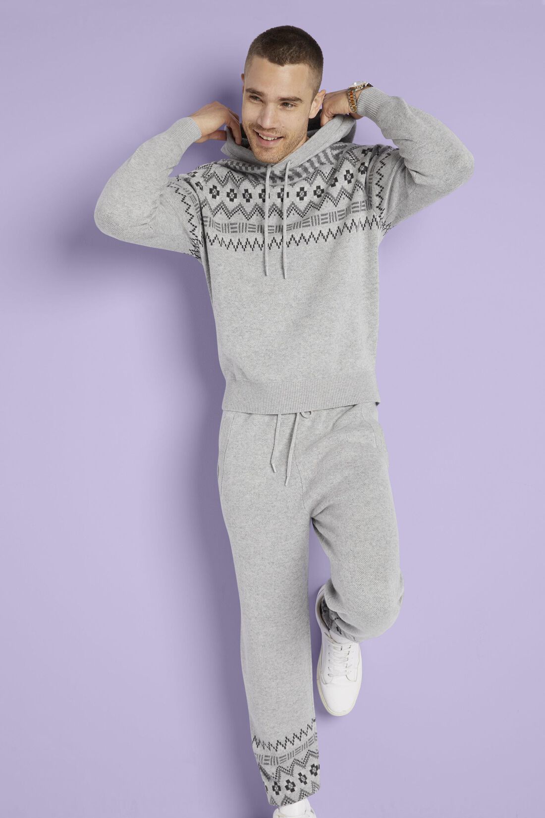 Fair Isle-Kapuzenpullover aus Wolle und Kaschmir