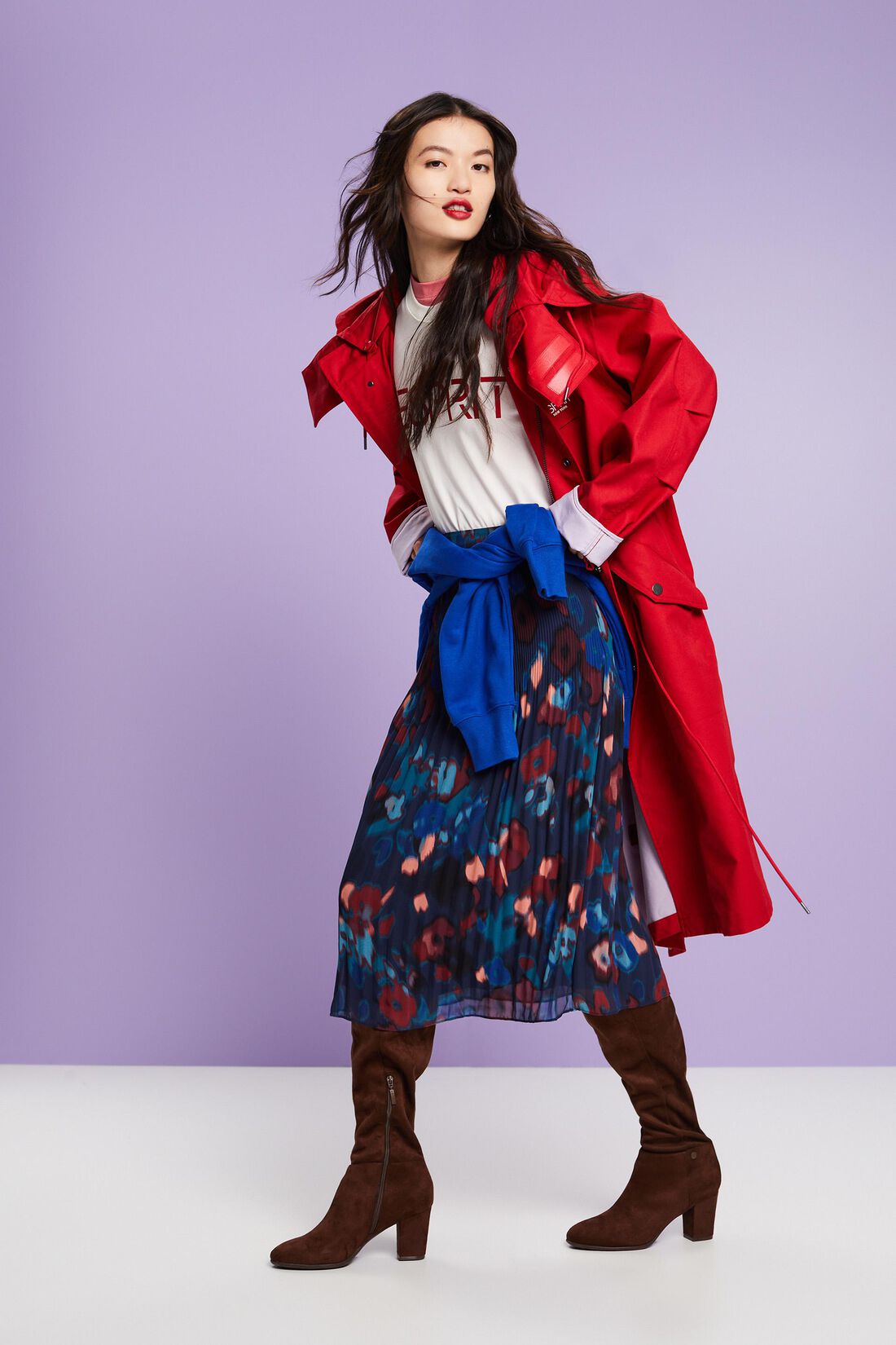 Chiffon-Midirock mit Plisseefalten