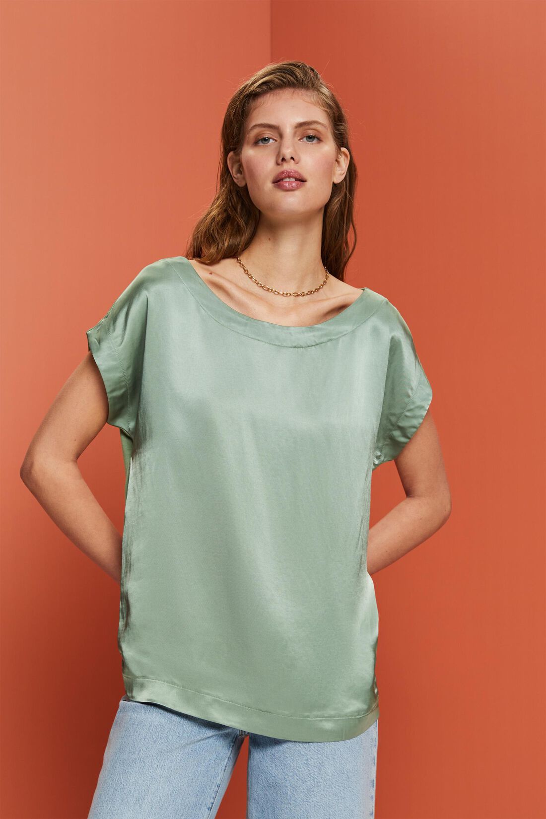 T-Shirt aus Materialmix, LENZING&trade; ECOVERO&trade;