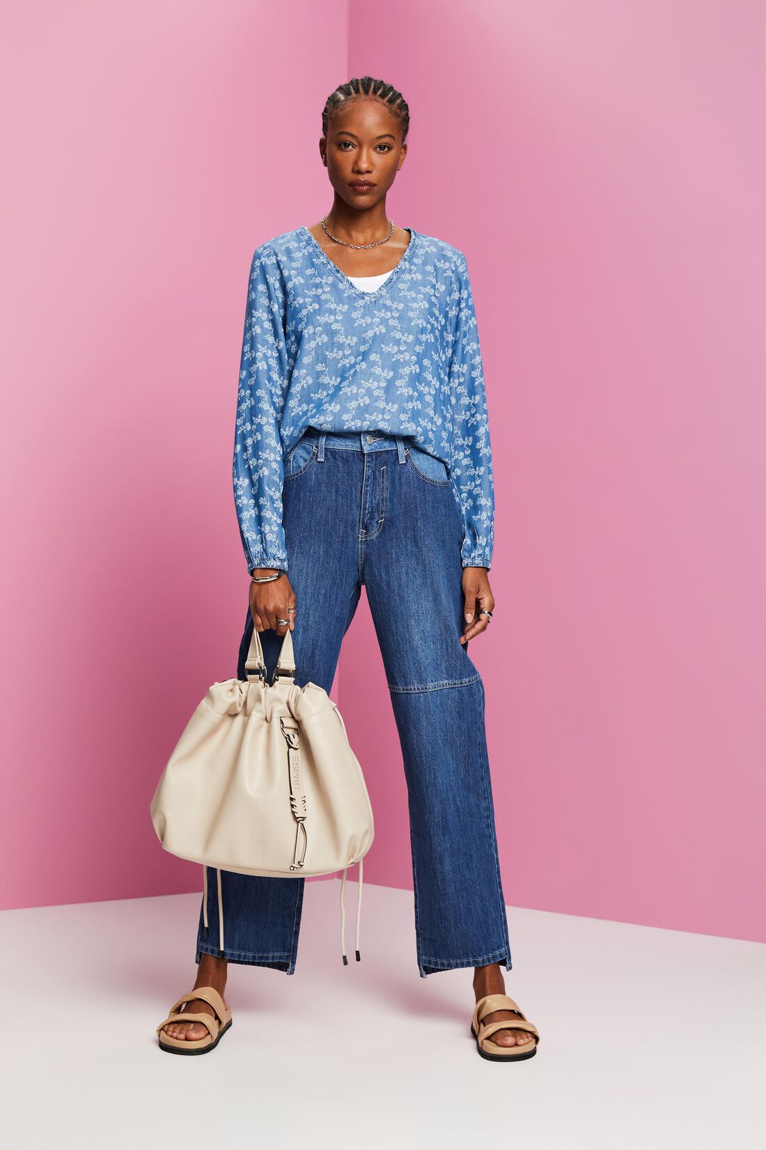 Gemusterte Chambray-Bluse, TENCEL&trade;