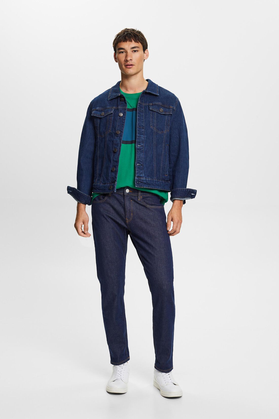 Truckerjacke im Jeanslook, Baumwollstretch