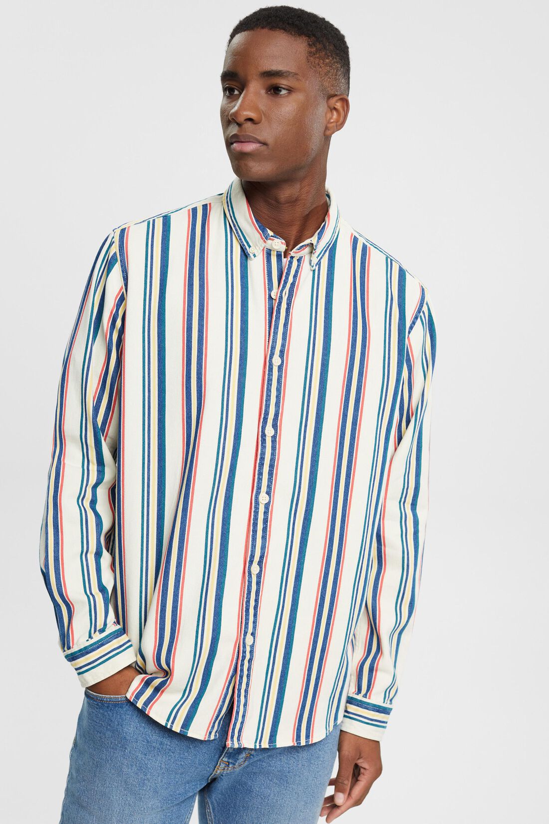 Button-Down-Hemd mit mehrfarbigen Streifen