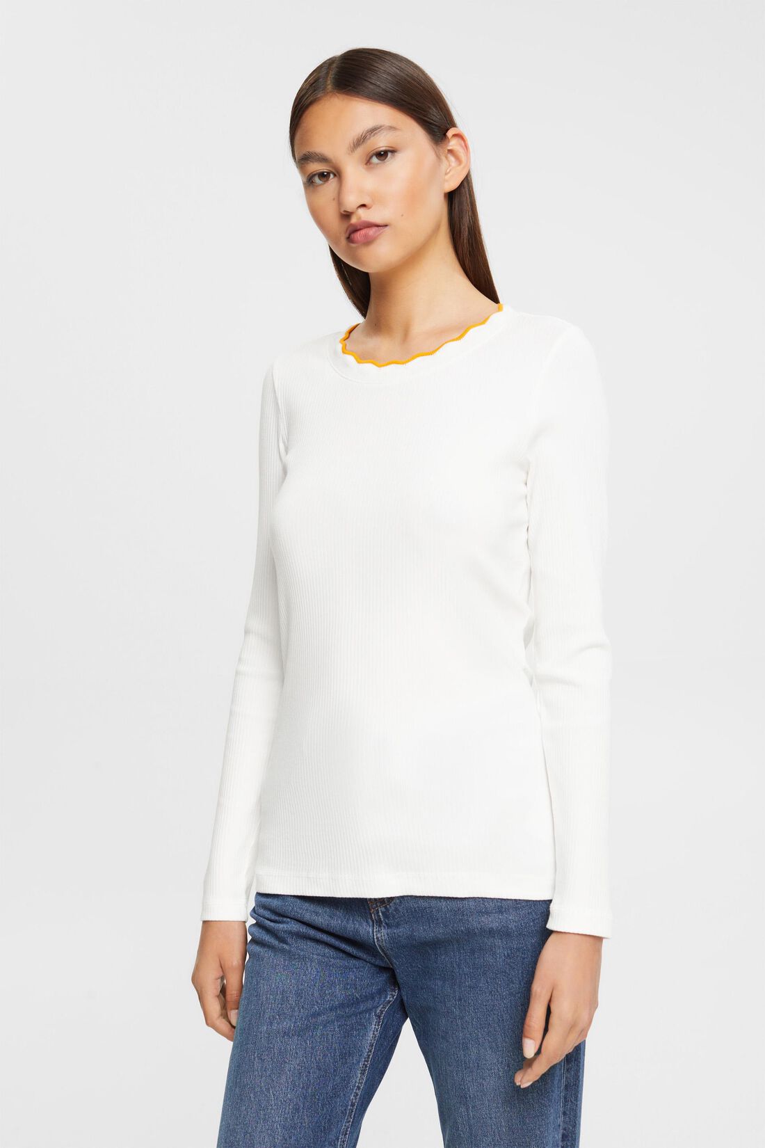 Geripptes Longsleeve, Stretch-Cotton