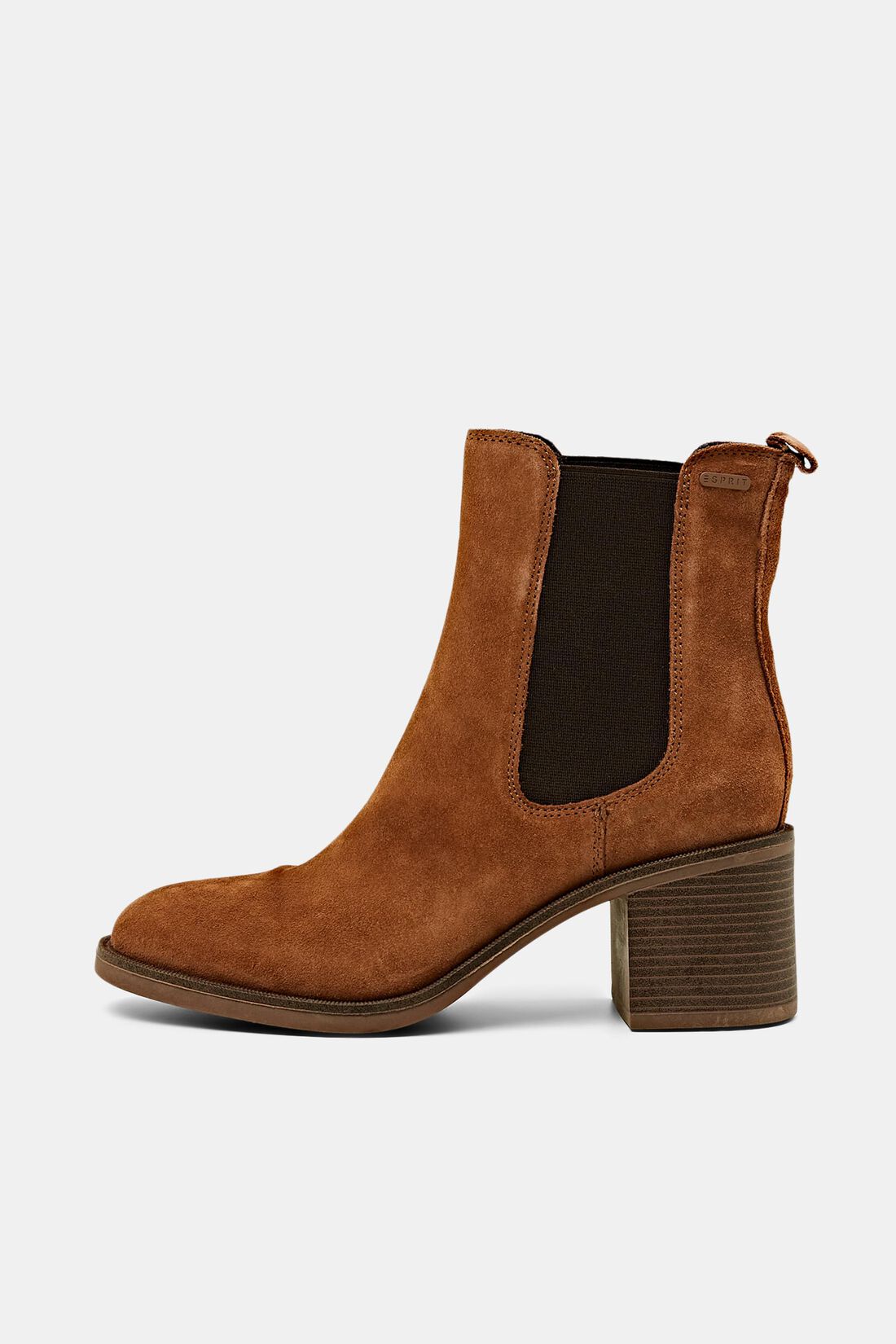 Rauleder-Boots mit Blockabsatz