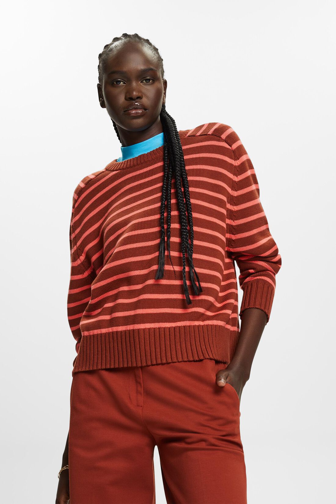Gestreifter Pullover, 100 % Baumwolle