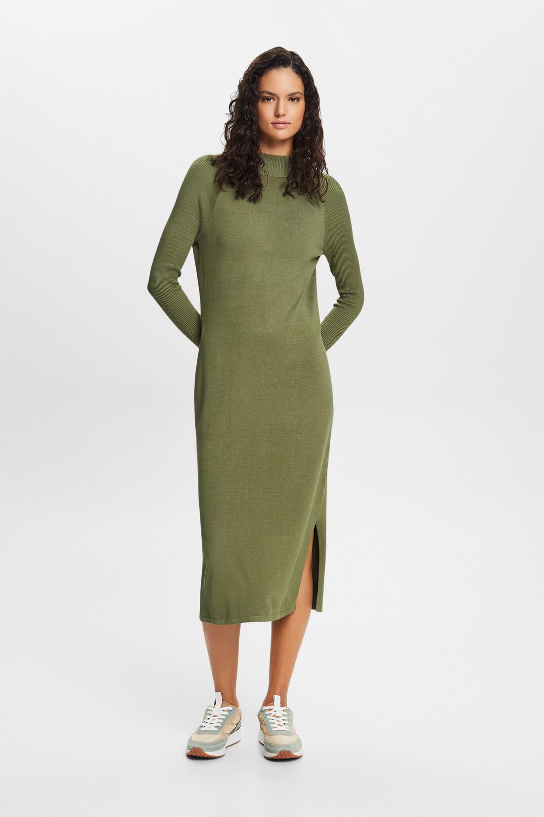 Midi-Strickkleid mit Stehkragen