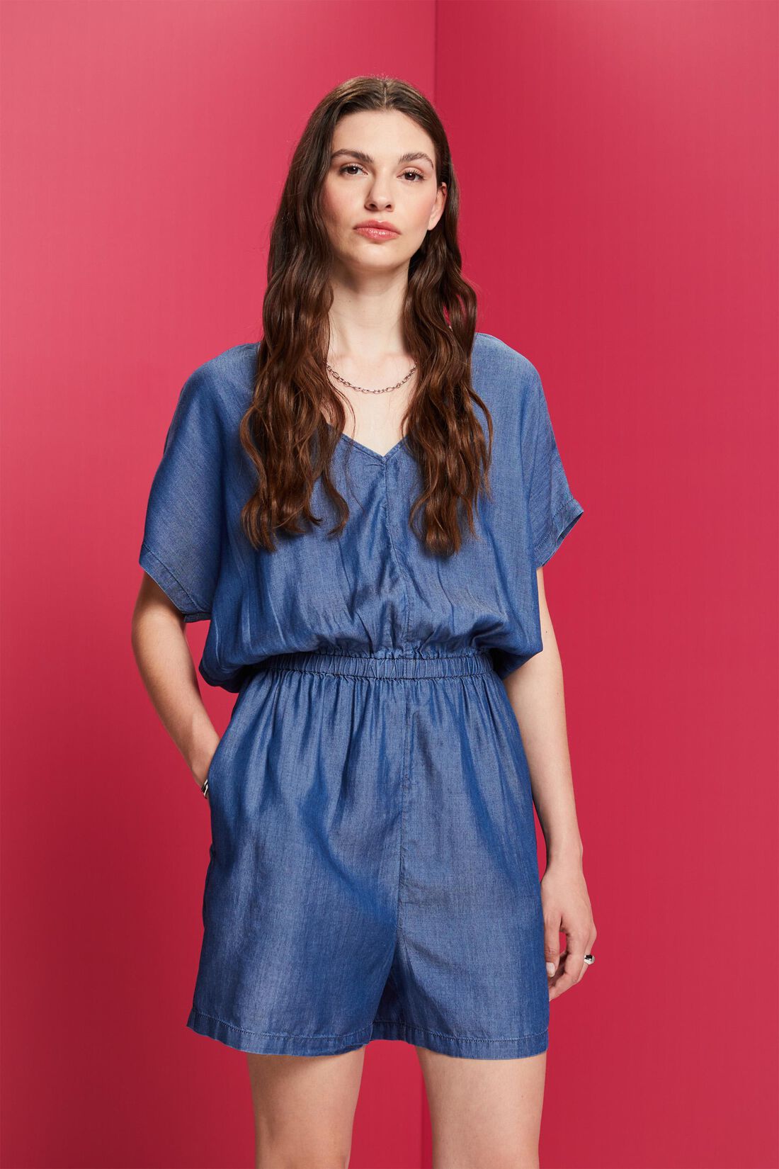 Kurzer Einteiler in Jeans-Optik, TENCEL&trade;