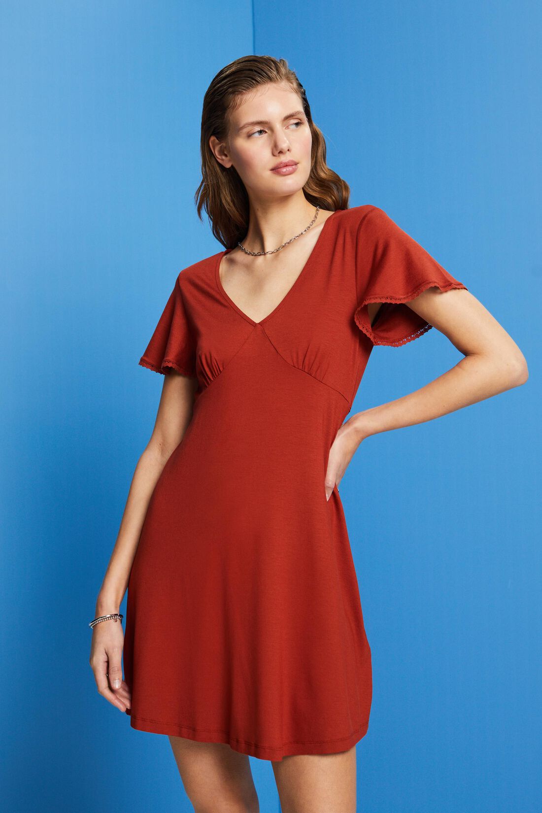 Jerseykleid mit Trichter&auml;rmeln