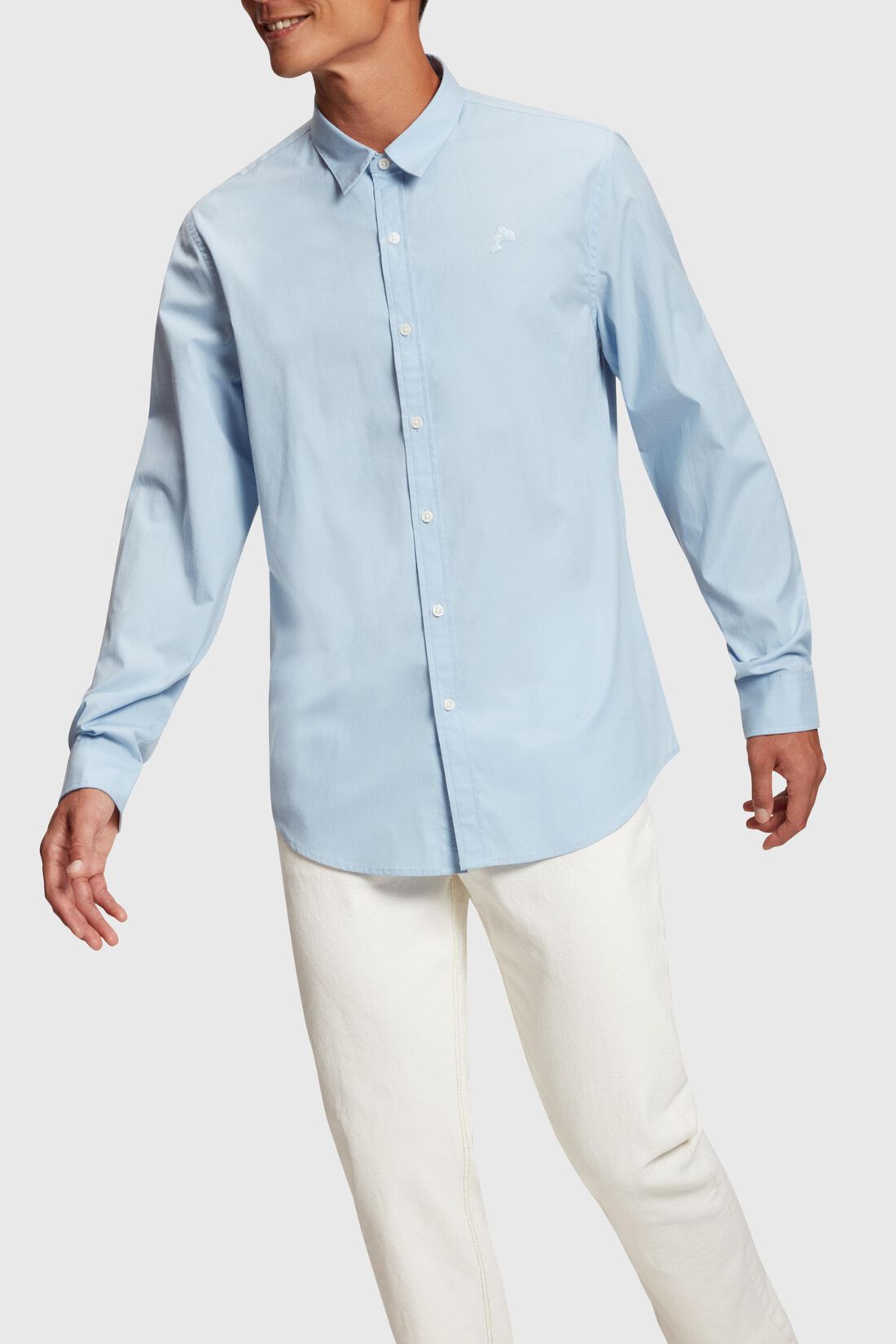 Slim-Fit-Hemd aus Popeline mit Delfin-Aufn&auml;her