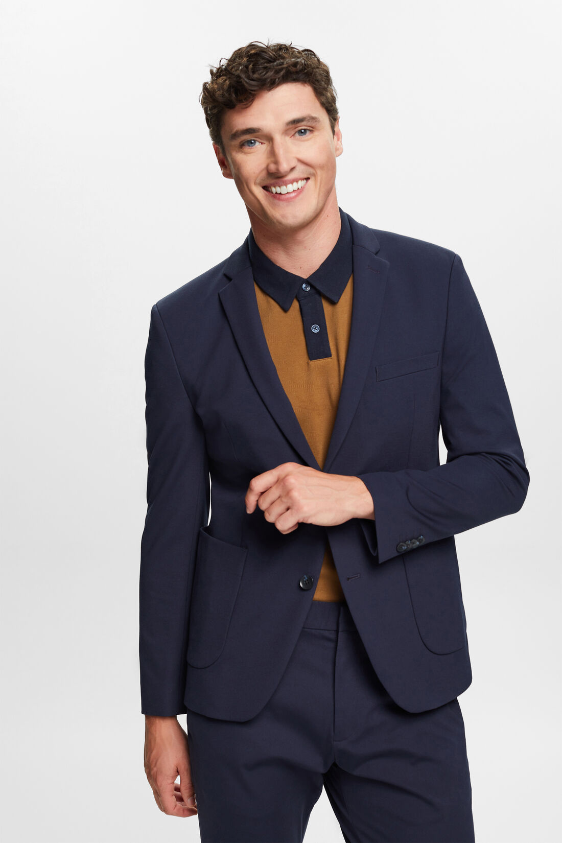 Einreihiger Piqu&eacute;-Jersey-Blazer
