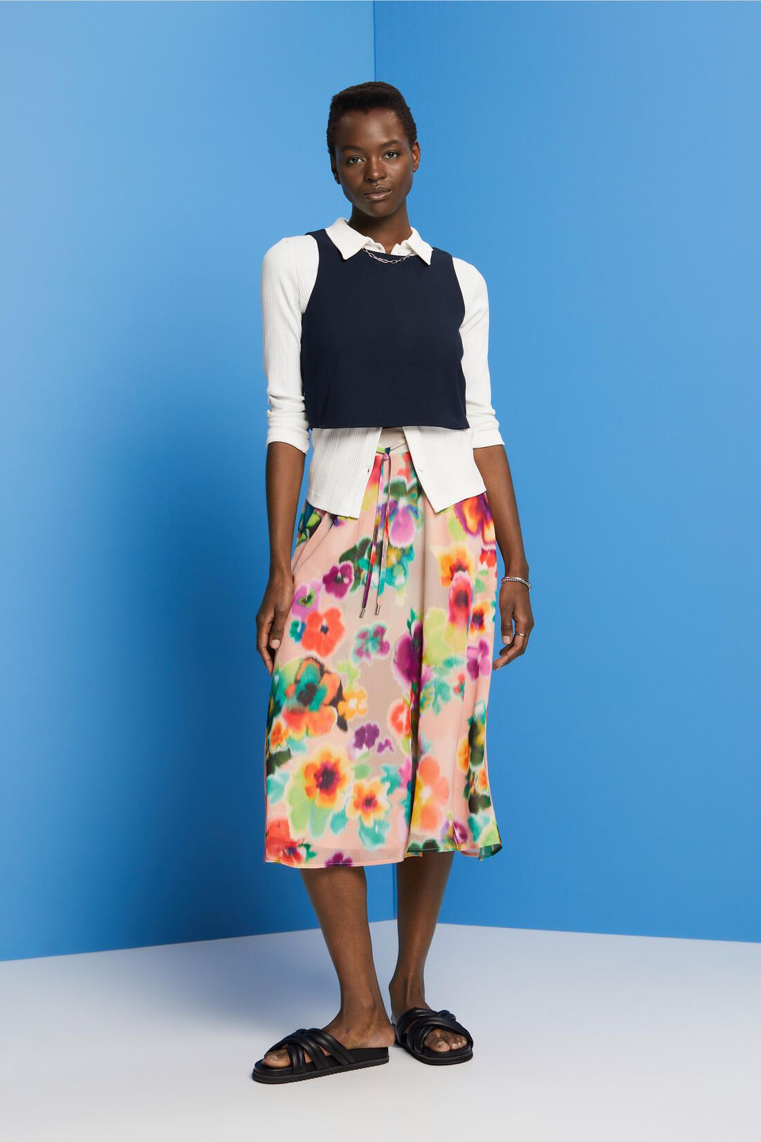 Midirock mit farbenfrohem Print