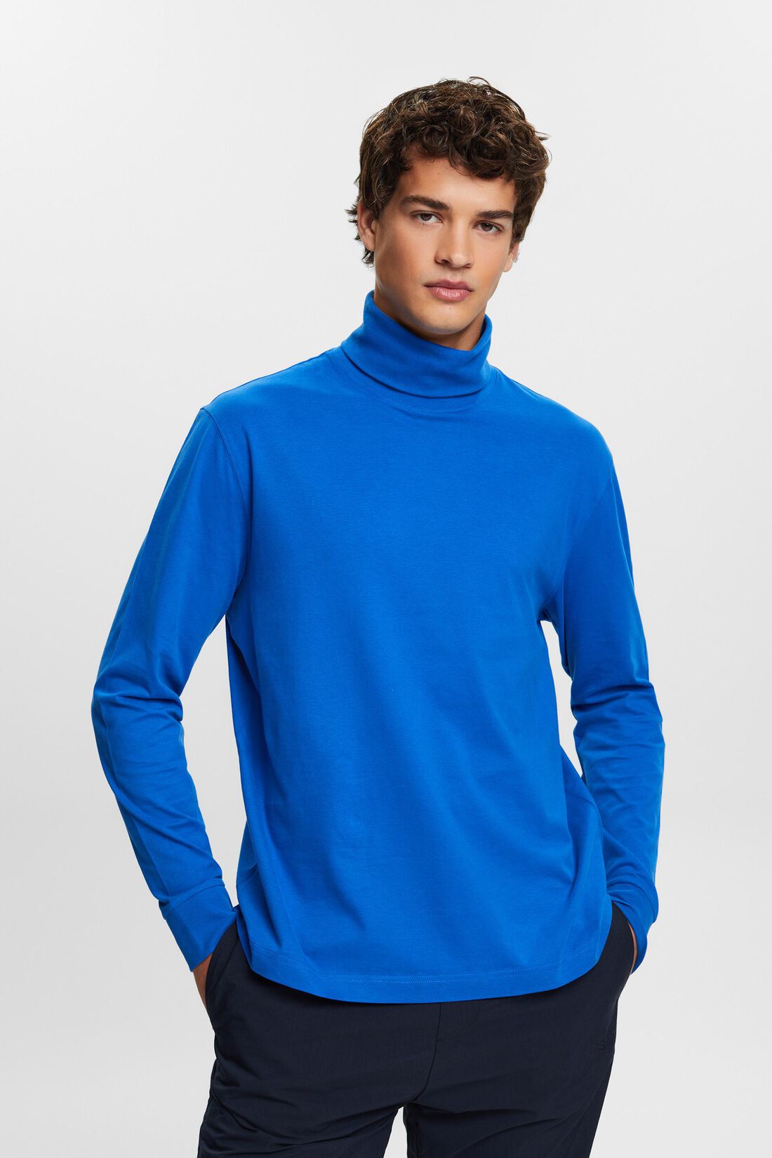 Baumwoll-Longsleeve mit Rollkragen