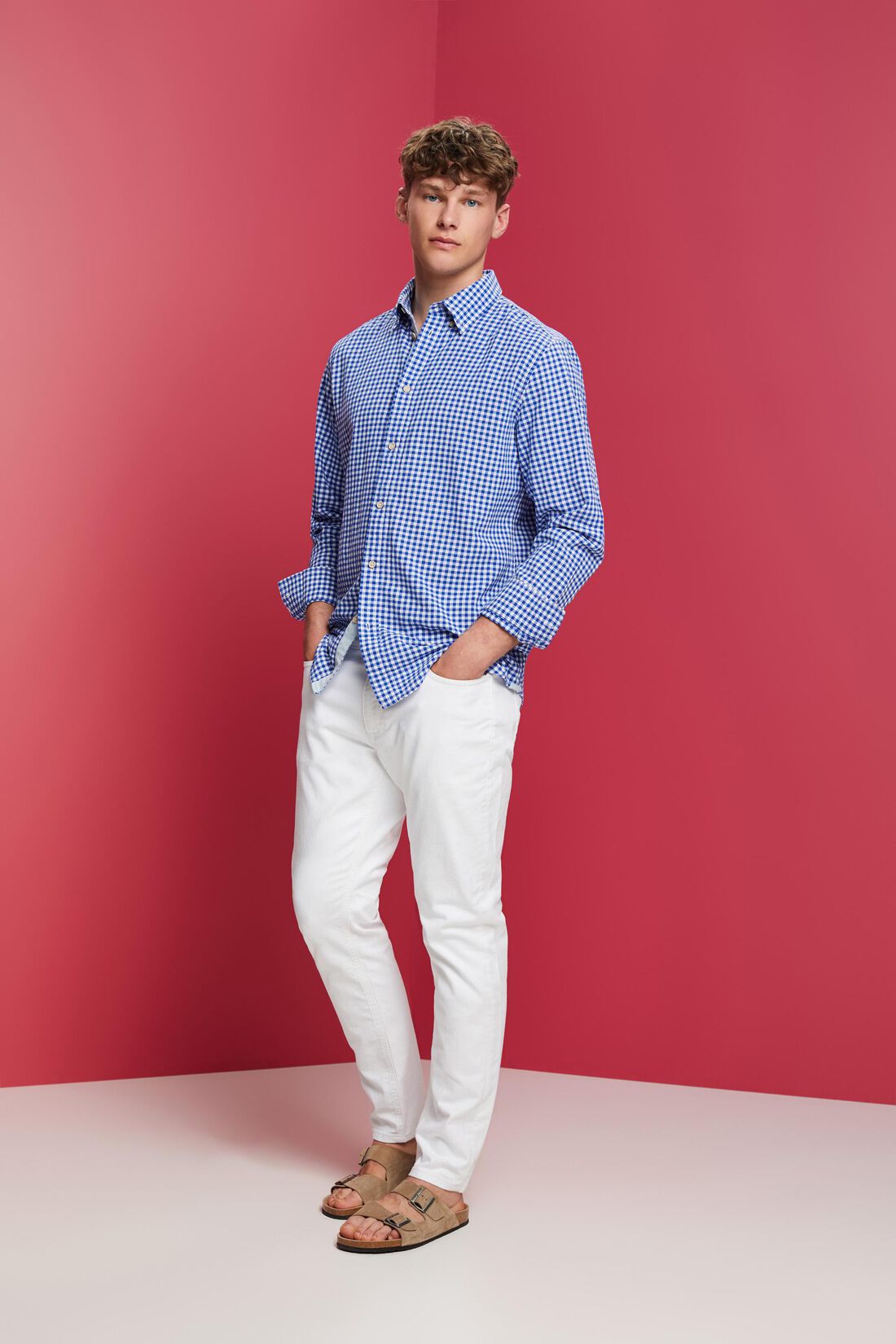 Button-Down-Hemd mit Vichy-Muster, 100% Baumwolle