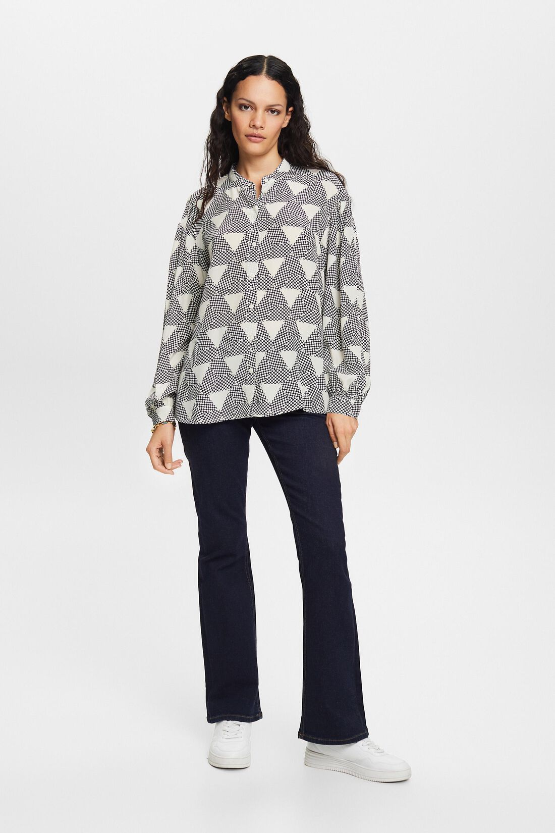 Gemusterte Bluse, 100 % Seide