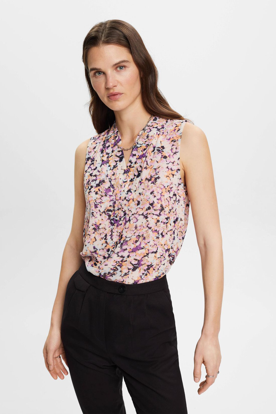 Florales Top aus Cr&ecirc;pe-Chiffon