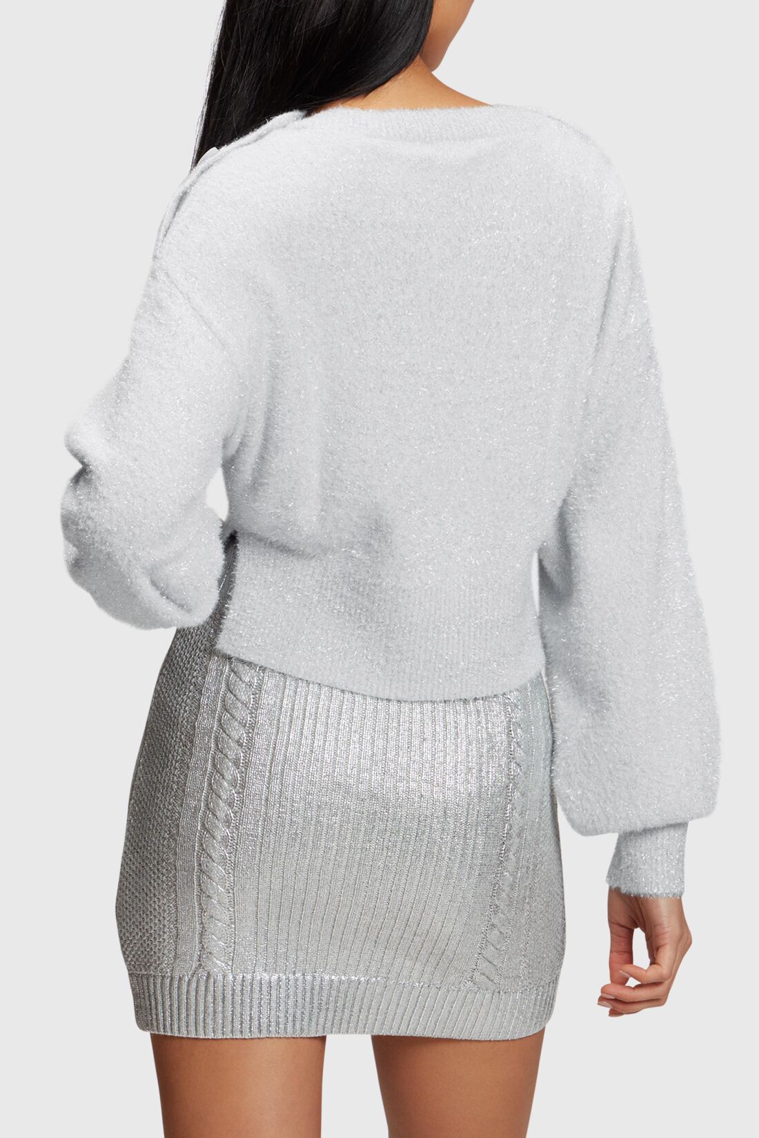 Flauschiger Metallic-Pullover