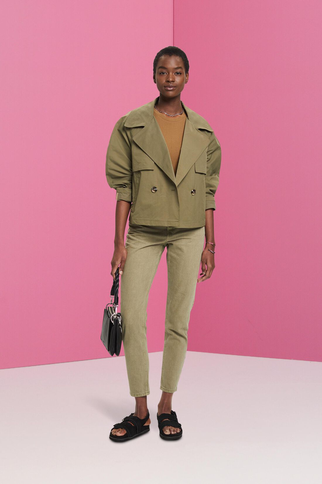 Kurzer zweireihiger Trenchcoat