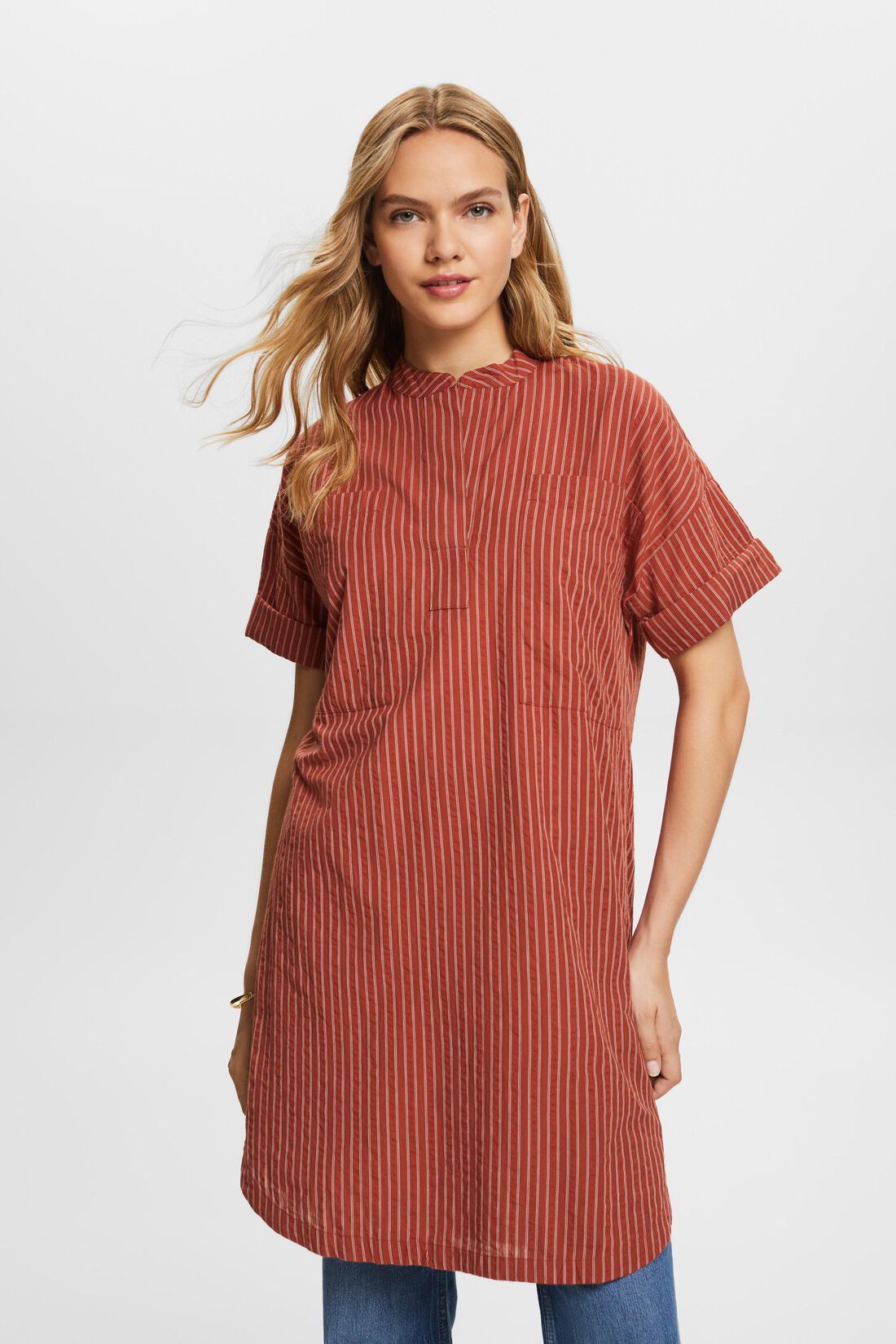 Gestreiftes Mini-Hemdblusenkleid