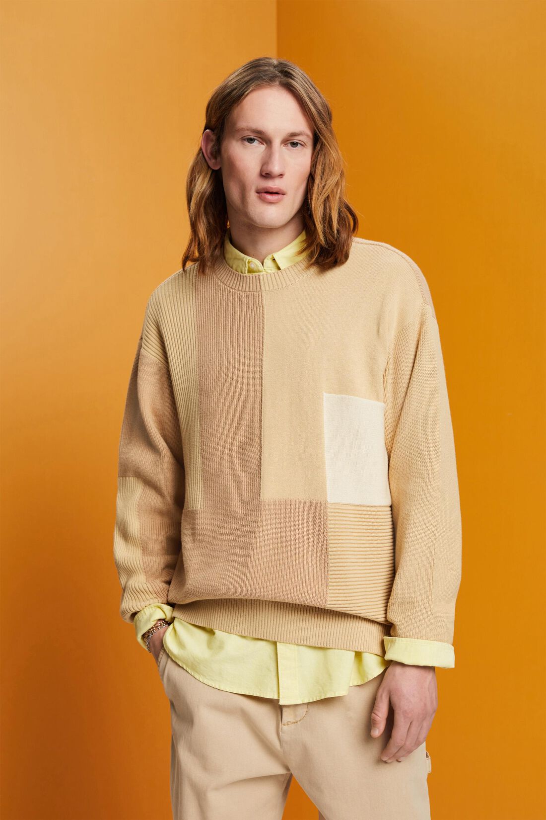 Rundhalspullover im Colorblocking-Design