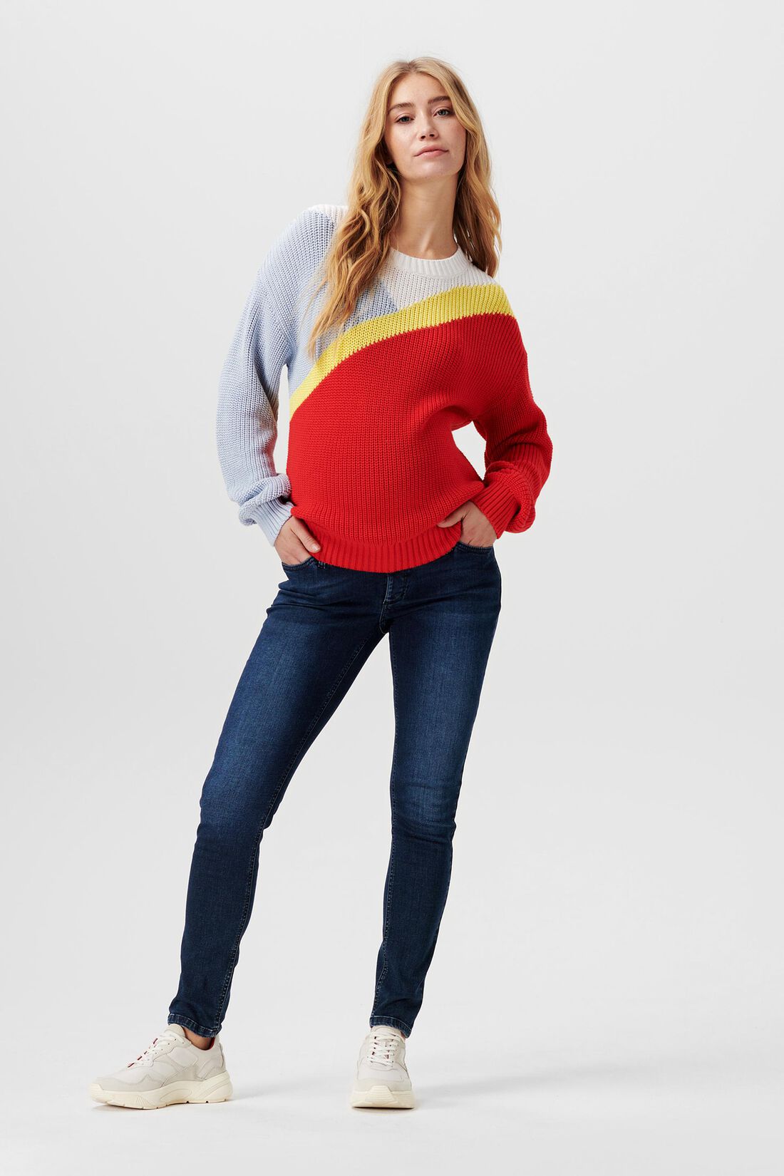 Strickpullover im Colorblock-Design, Bio-Baumwolle