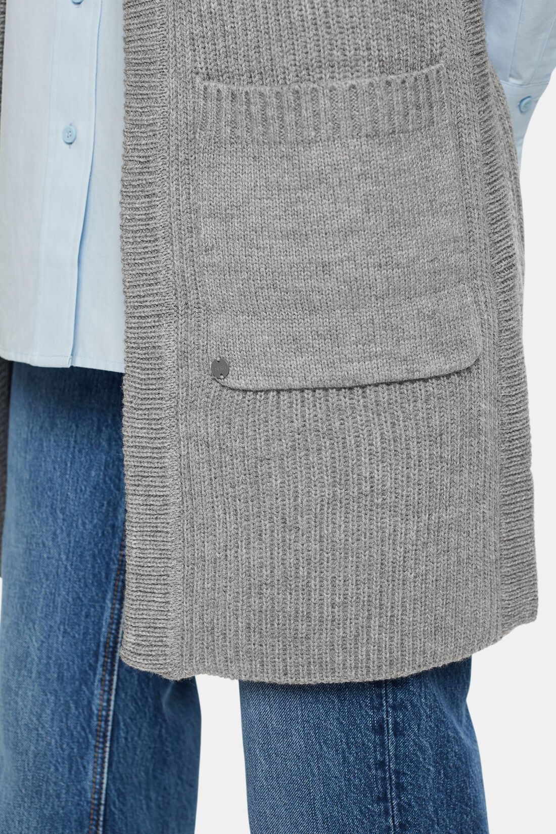 Recycelt: Langer &auml;rmelloser Cardigan