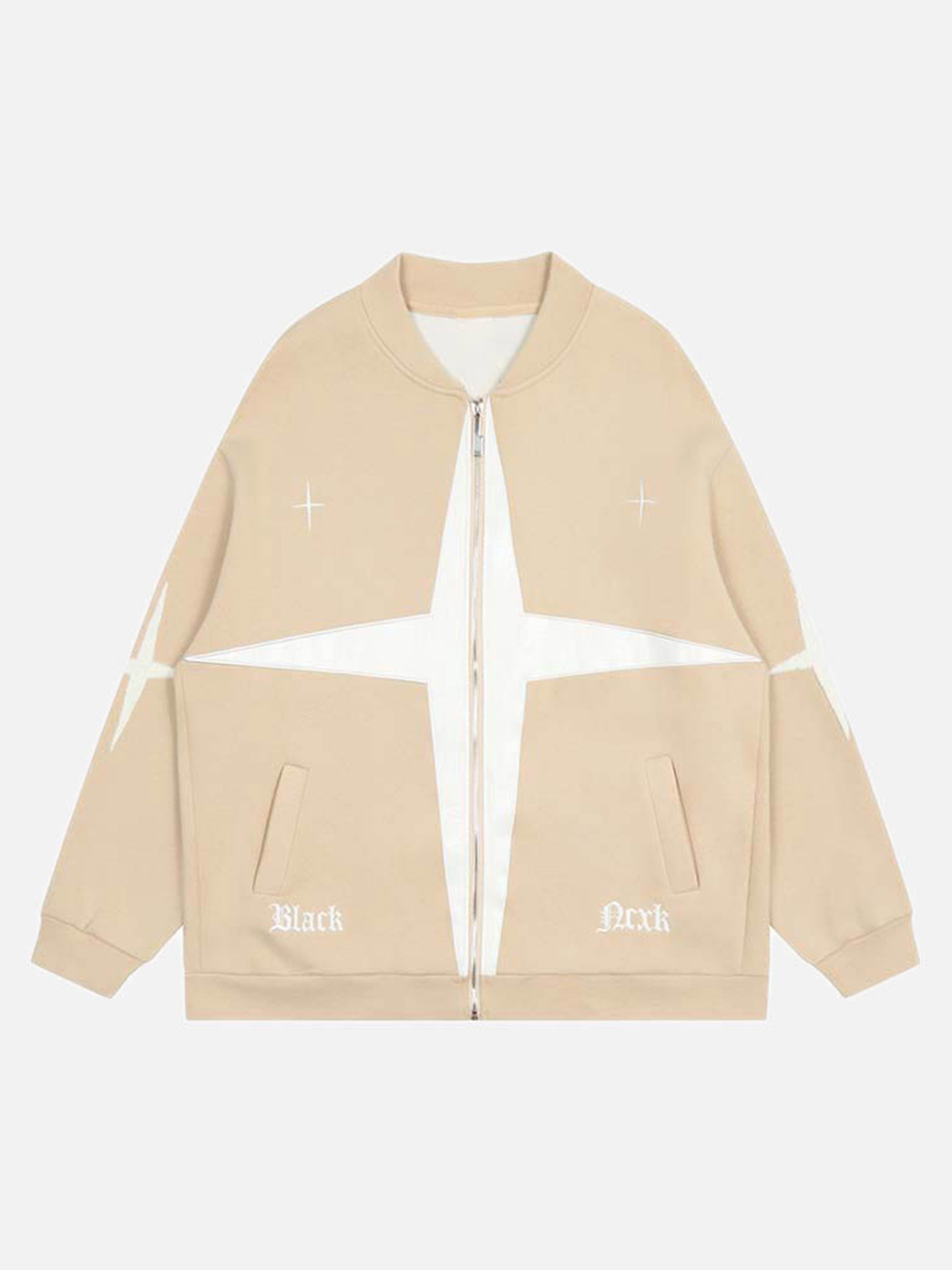 Cross-embroidered Coat