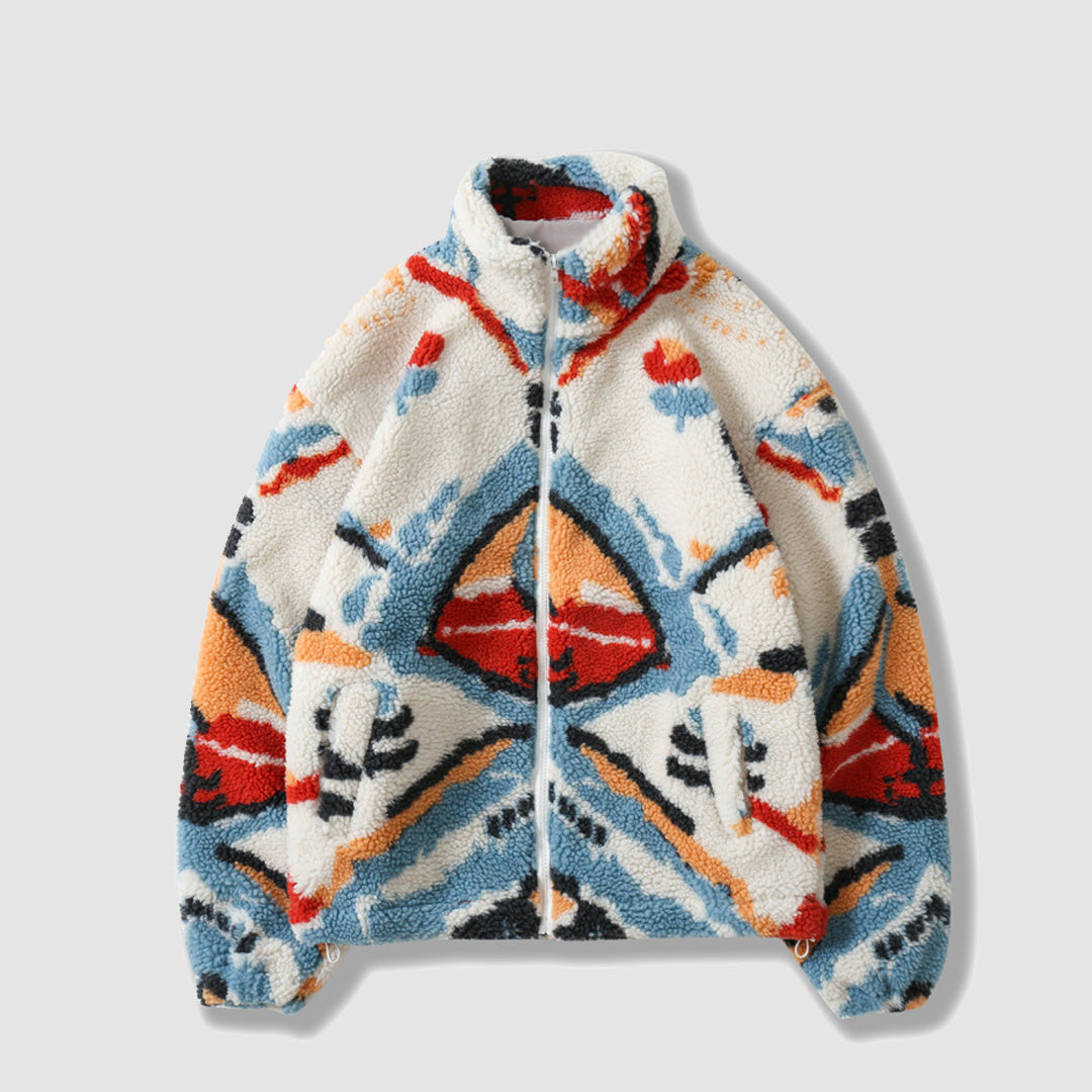 Graffiti Lamb Wool Coat